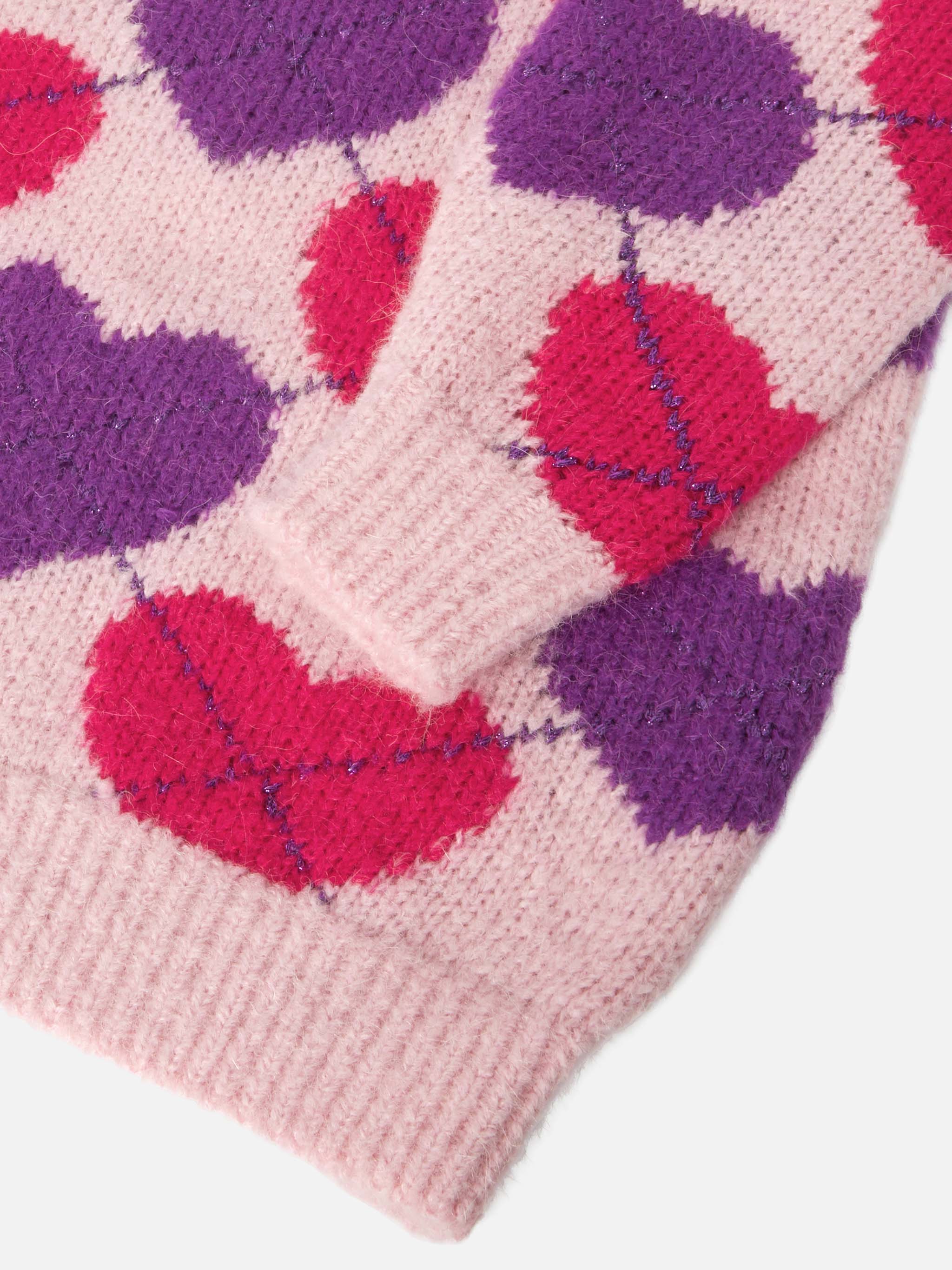 mc2-saint-barth-cutie-soft-abito-bambina-maglia-jacquard-argyle-rosa image 4