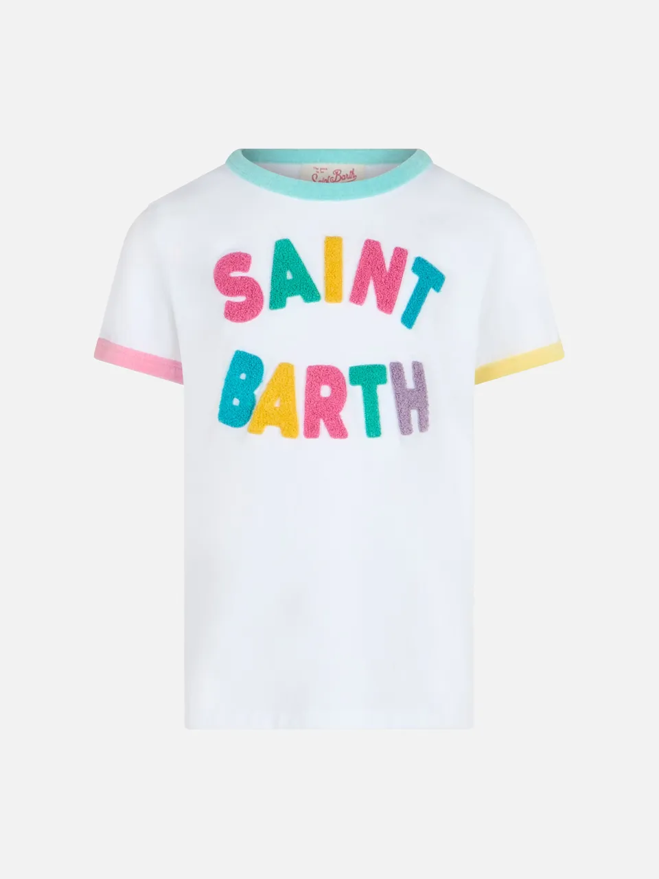 mc2-saint-barth-t-shirt-elly-bambina-jersey-cotone-bianca-patch-spugna image 1