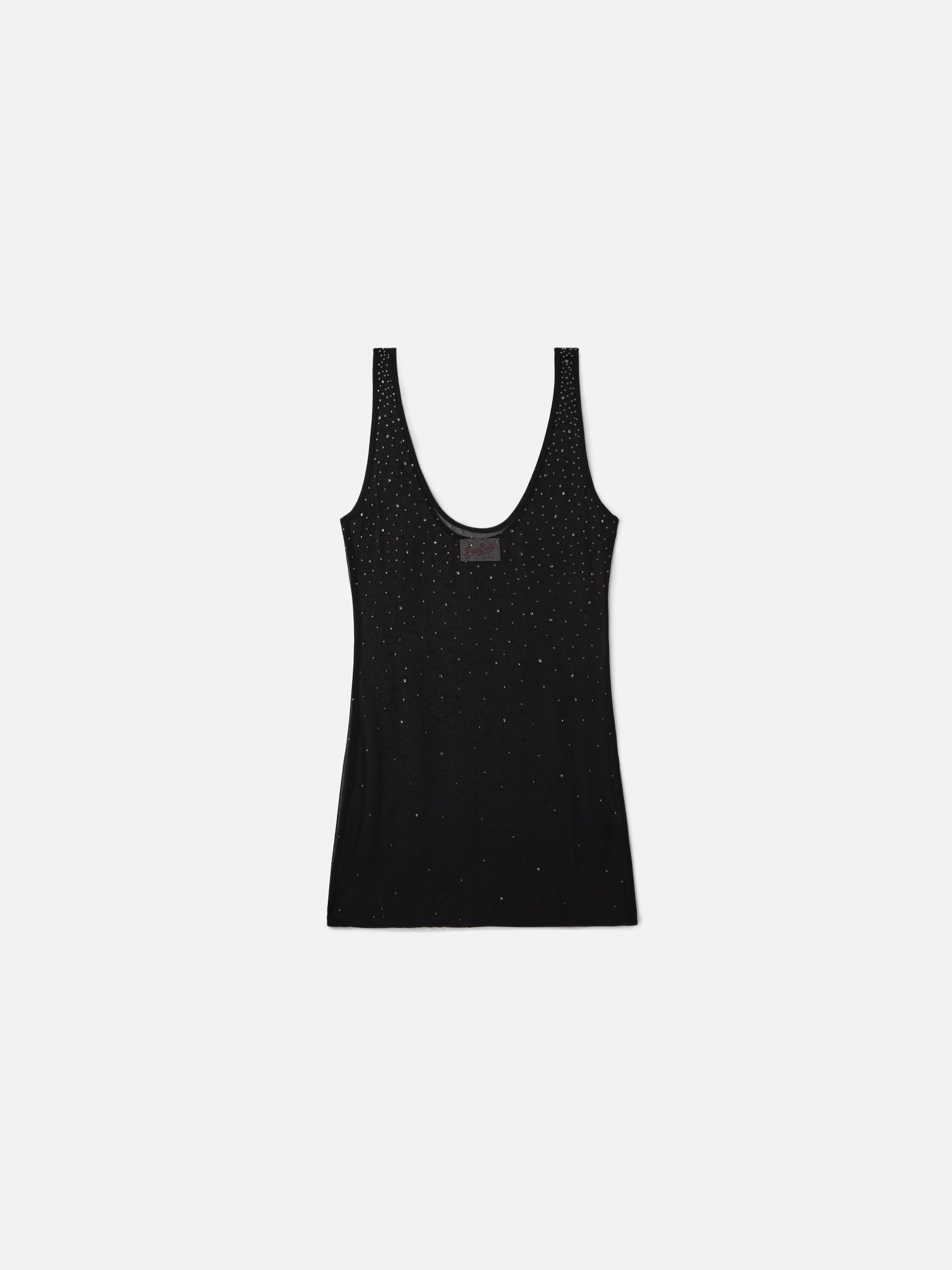 mc2-saint-barth-cover-up-donna-raya-nero-corto-in-georgette-con-strass-degrad image 4