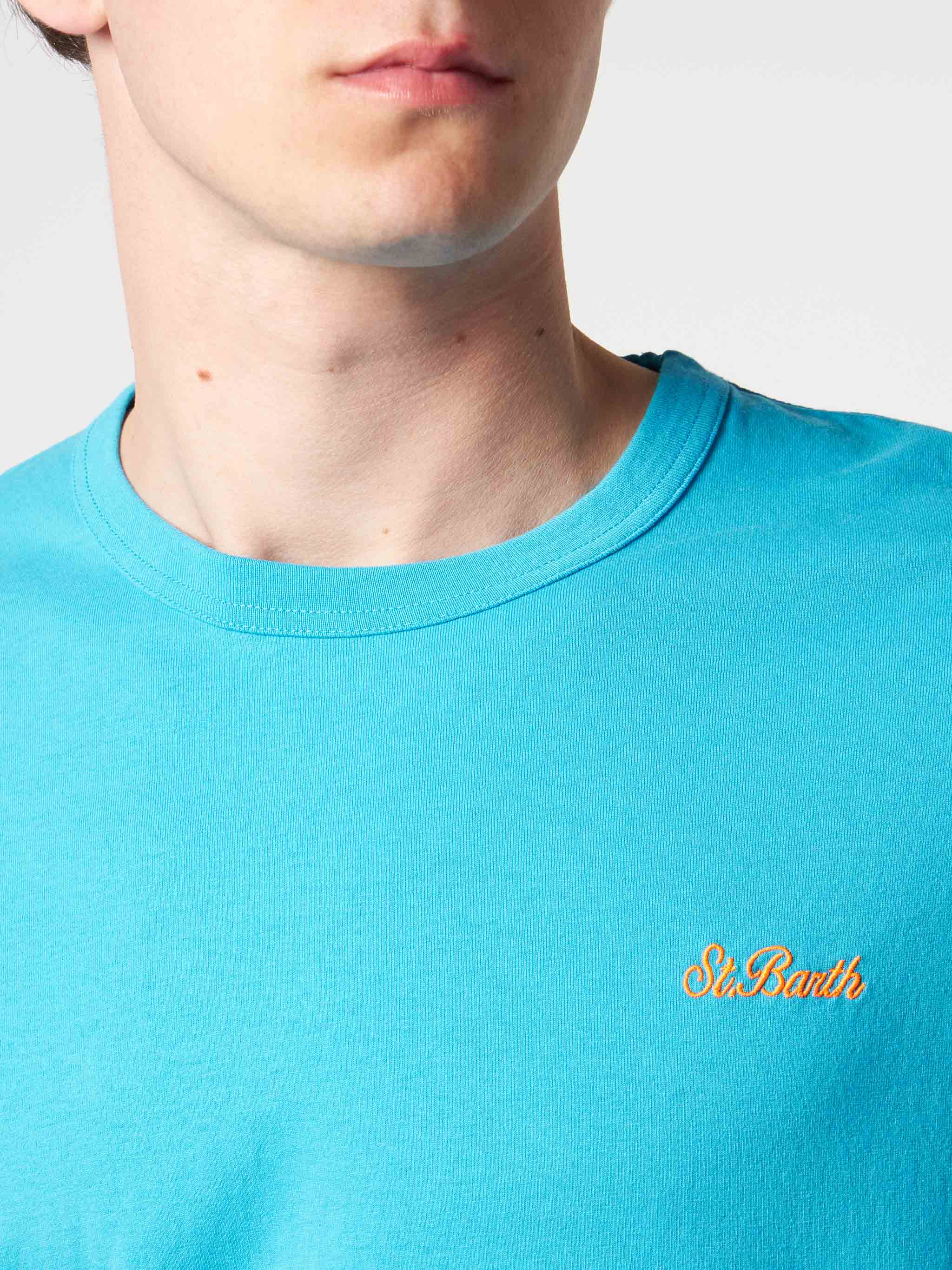 t-shirt-mc2-saint-barth-dover-in-cotone-azzurro-tinta-unita image 2