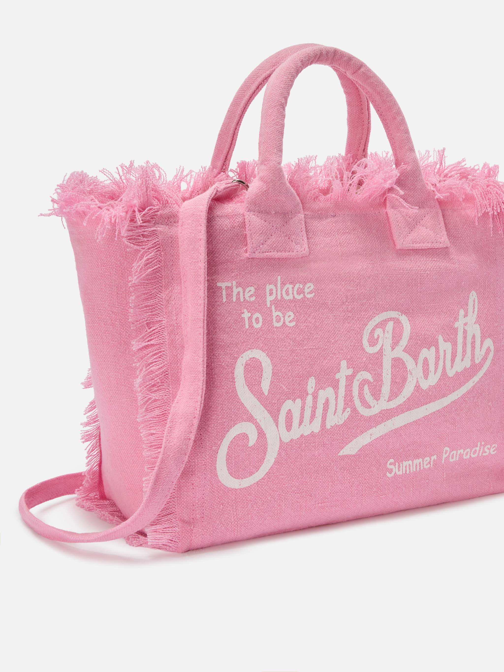 mc2-saint-barth-borsa-colette-in-lino-rosa-tinta-unita-con-frange image 8