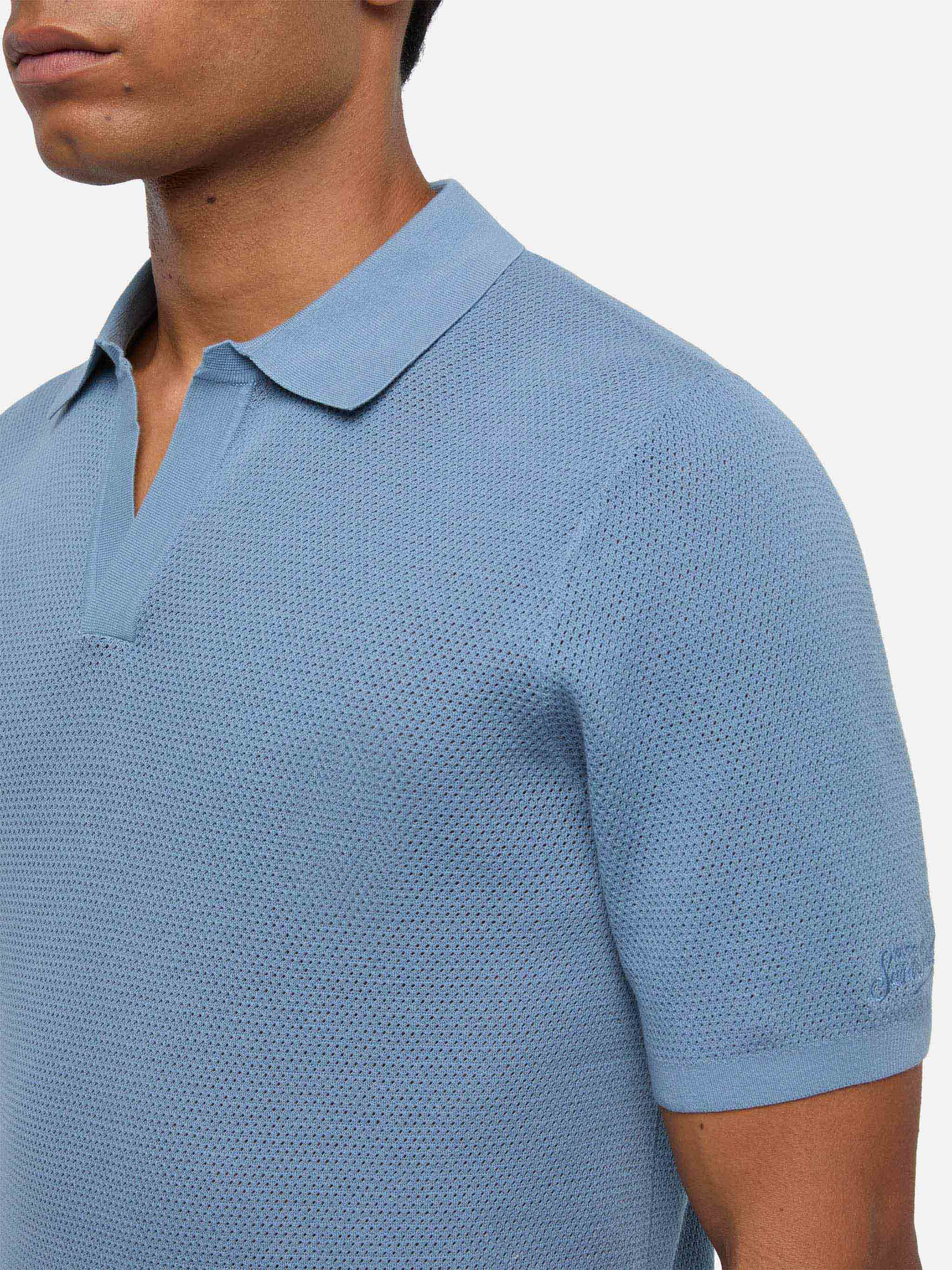 mc2-saint-barth-polo-sloan-uomo-in-maglia-a-rete-azzurro-polvere-senza-bottoni-r image 2
