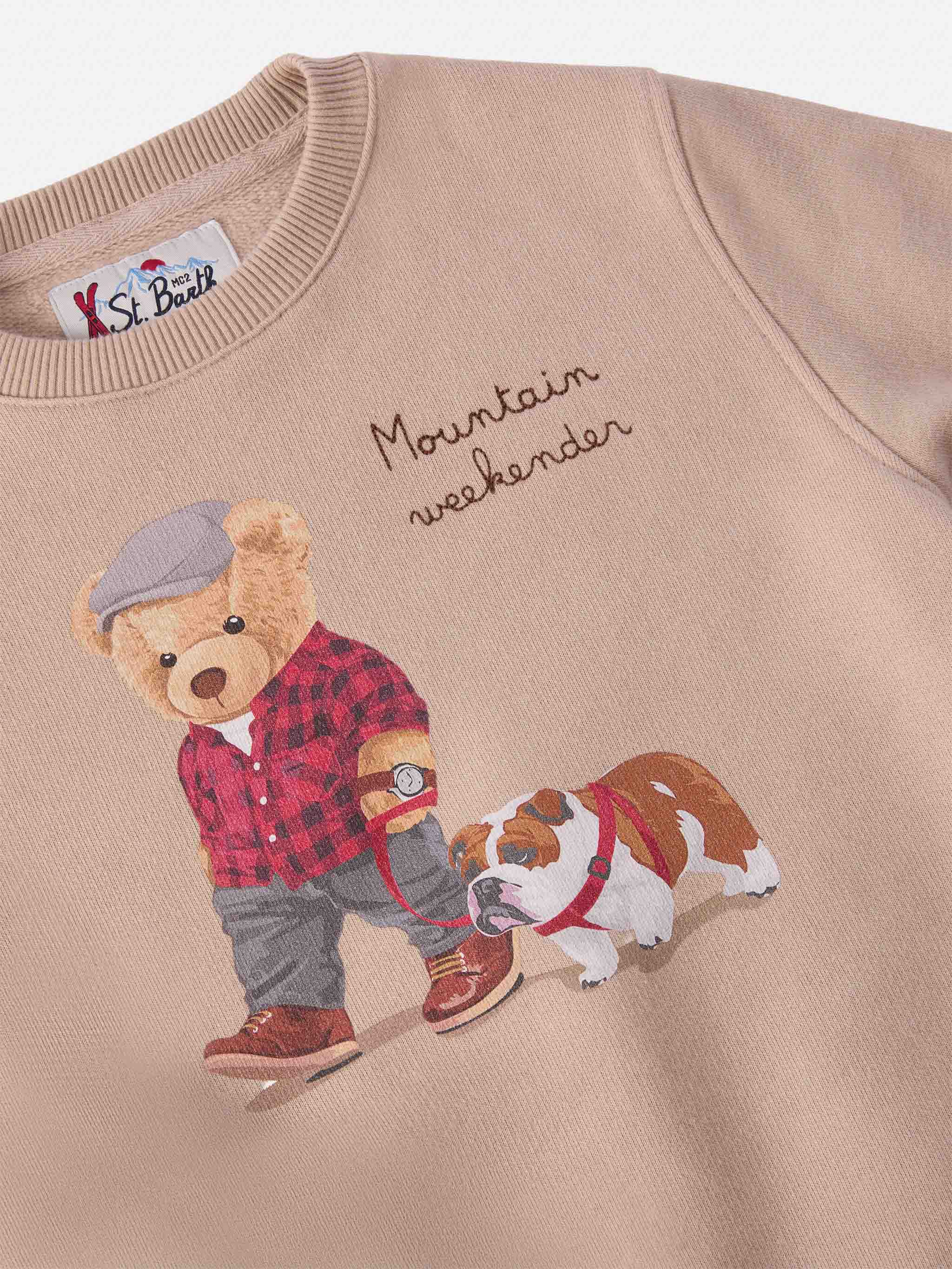 mc2-saint-barth-felpa-girocollo-hutton-beige-con-stampa-orsetto-per-bambino image 2