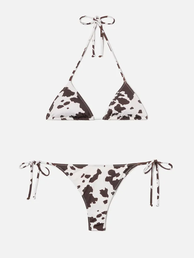 mc2-saint-barth-bikini-leah-teen-a-triangolo-stampa-muccata-marrone-e-panna image 1