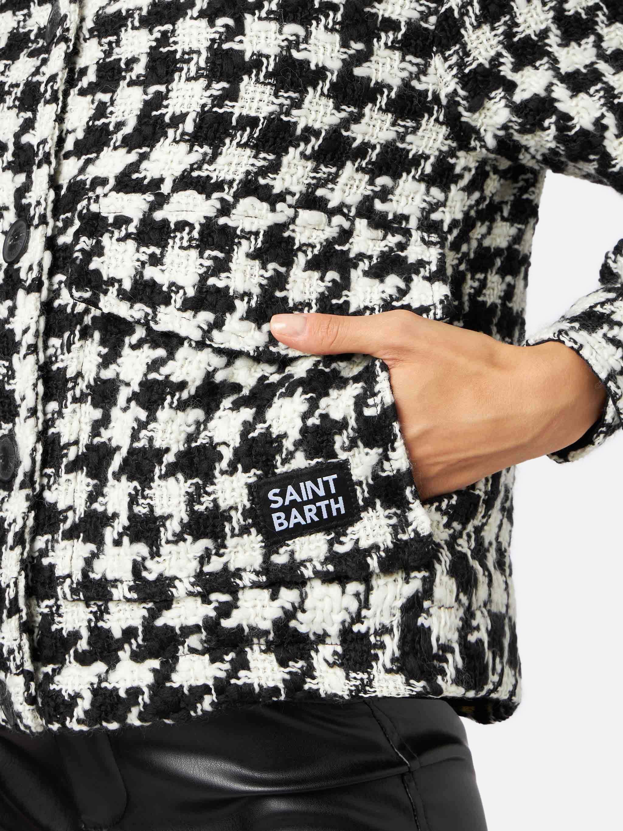 mc2-saint-barth-bonnibell-overshirt-crop-pied-de-poule-nera-donna image 4