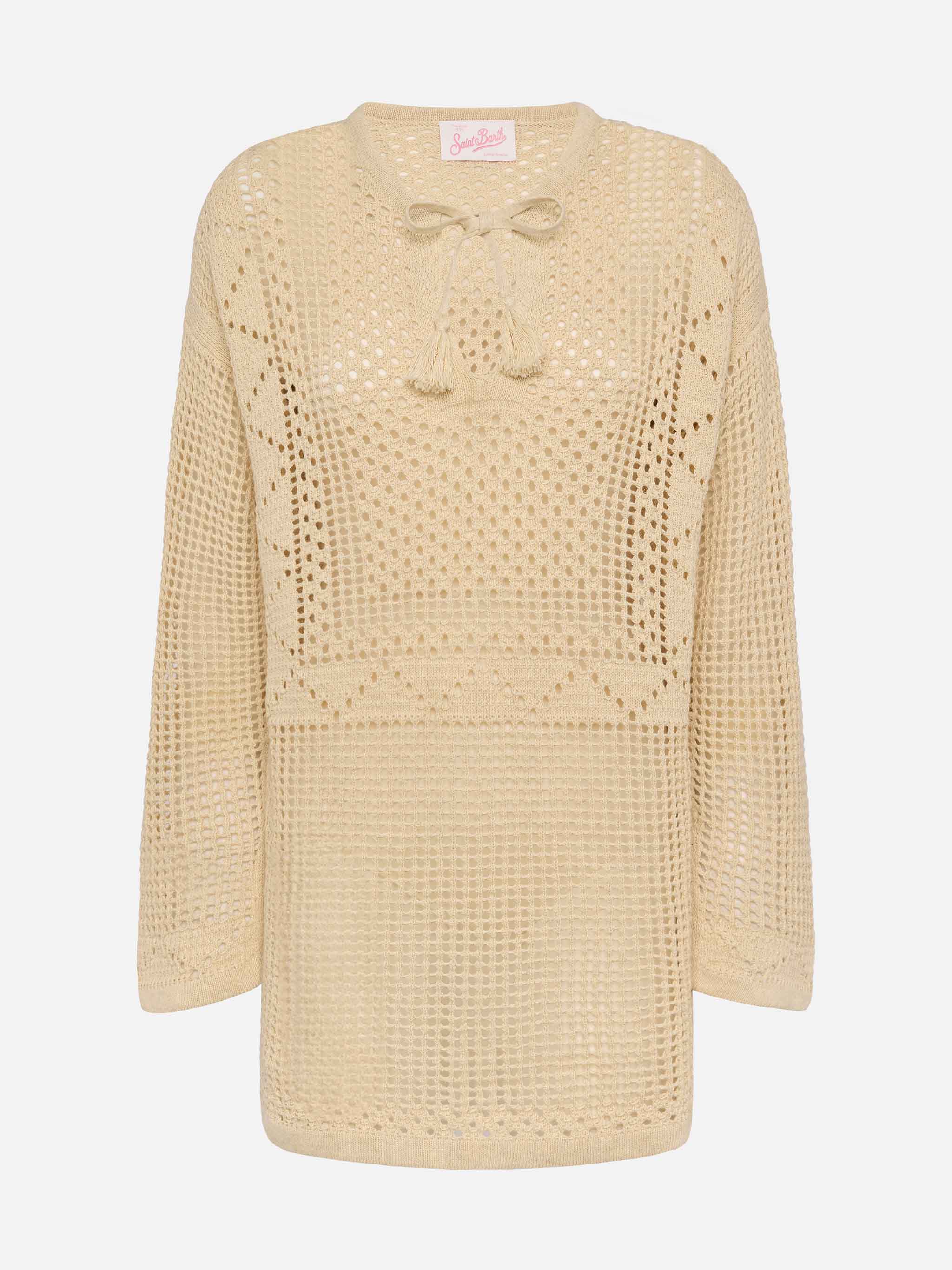 mc2-saint-barth-tunica-alicia-in-rete-crochet-bianca-da-donna image 1