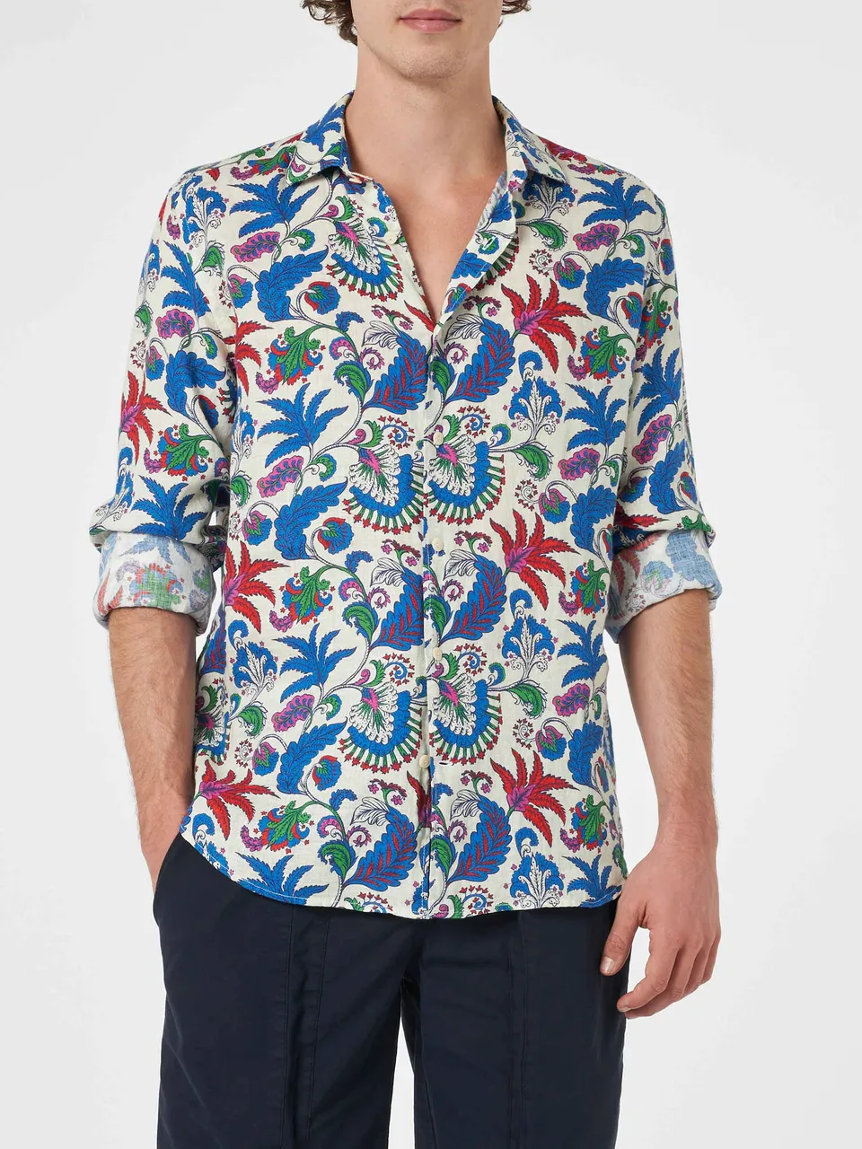 mc2-saint-barth-camicia-pamplona-uomo-in-lino-stampa-fiori image 1