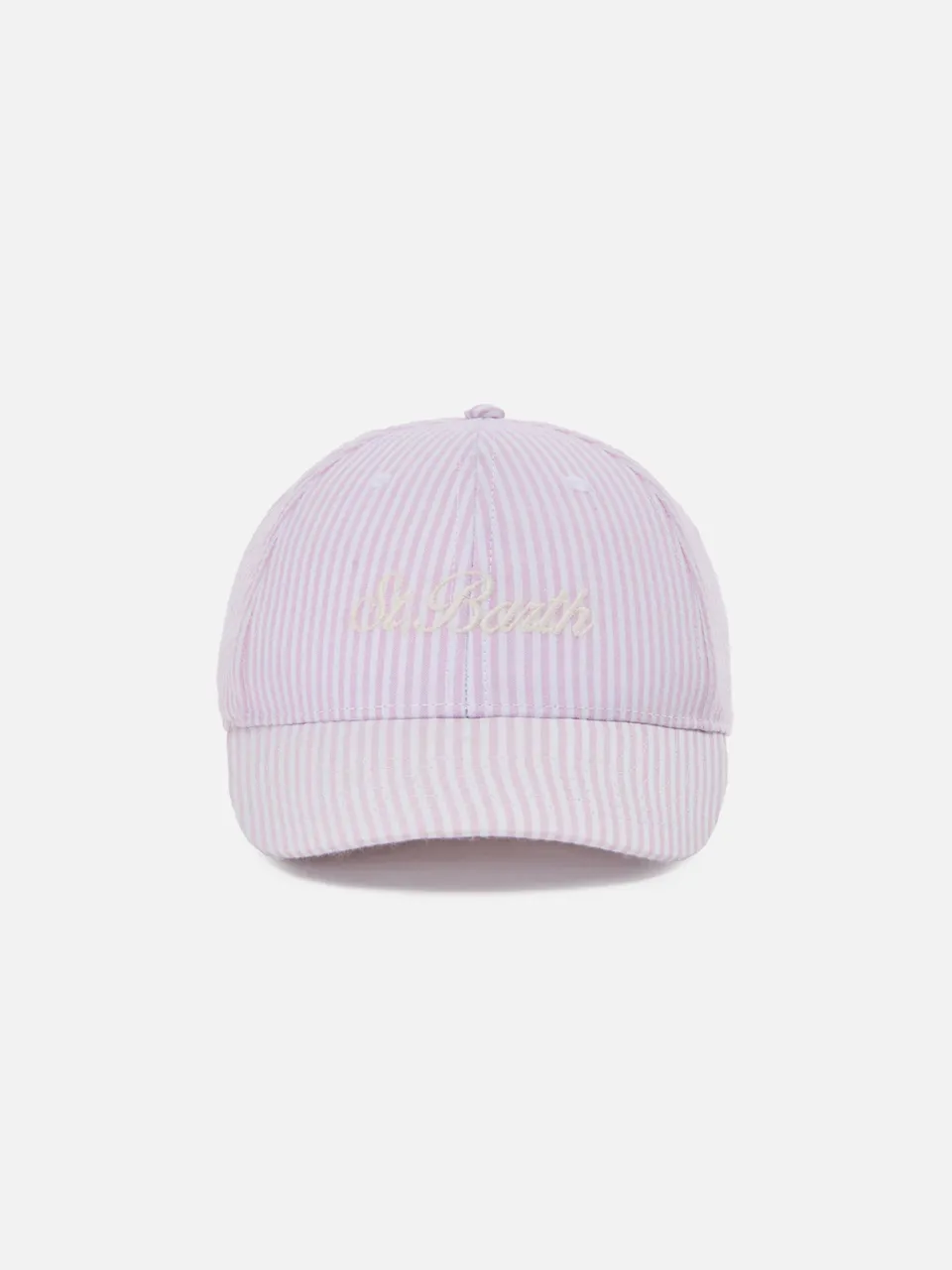 mc2-saint-barth-patmos-cappellino-baseball-con-visiera-in-cotone-seersucker-a-ri image 1