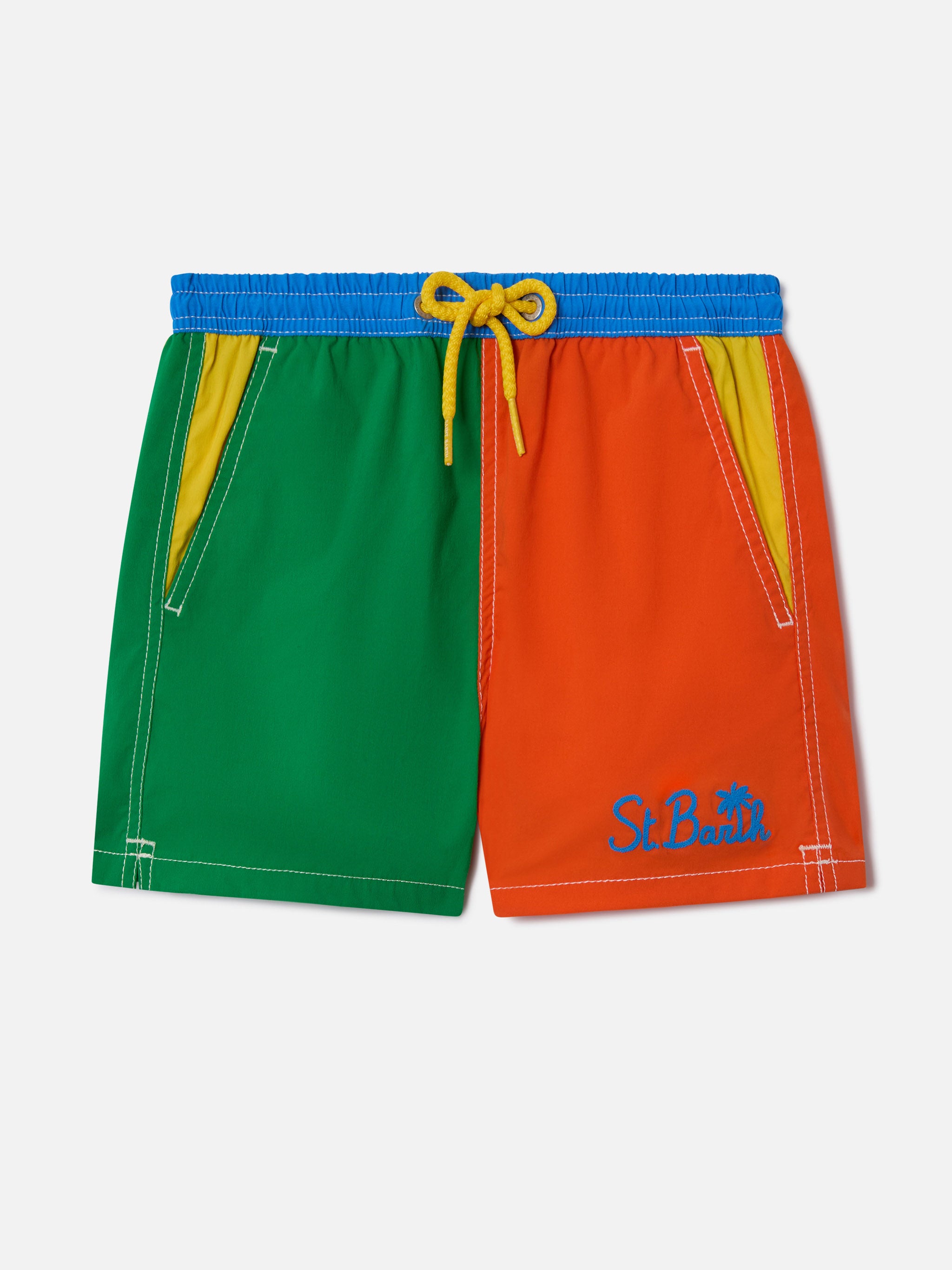 mc2-saint-barth-jean-costume-mare-bambino-multicolore-con-piping-giallo image 1