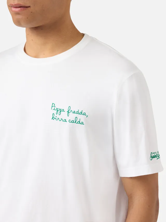 mc2-saint-barth-t-shirt-portofino-bianca-in-puro-cotone-con-ricamo-pizza-fredda- image 1