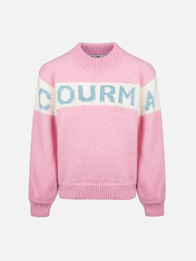 mc2-saint-barth-maglione-bambina-danya-girocollo-rosa-con-logo-courma-in-lurex image 1