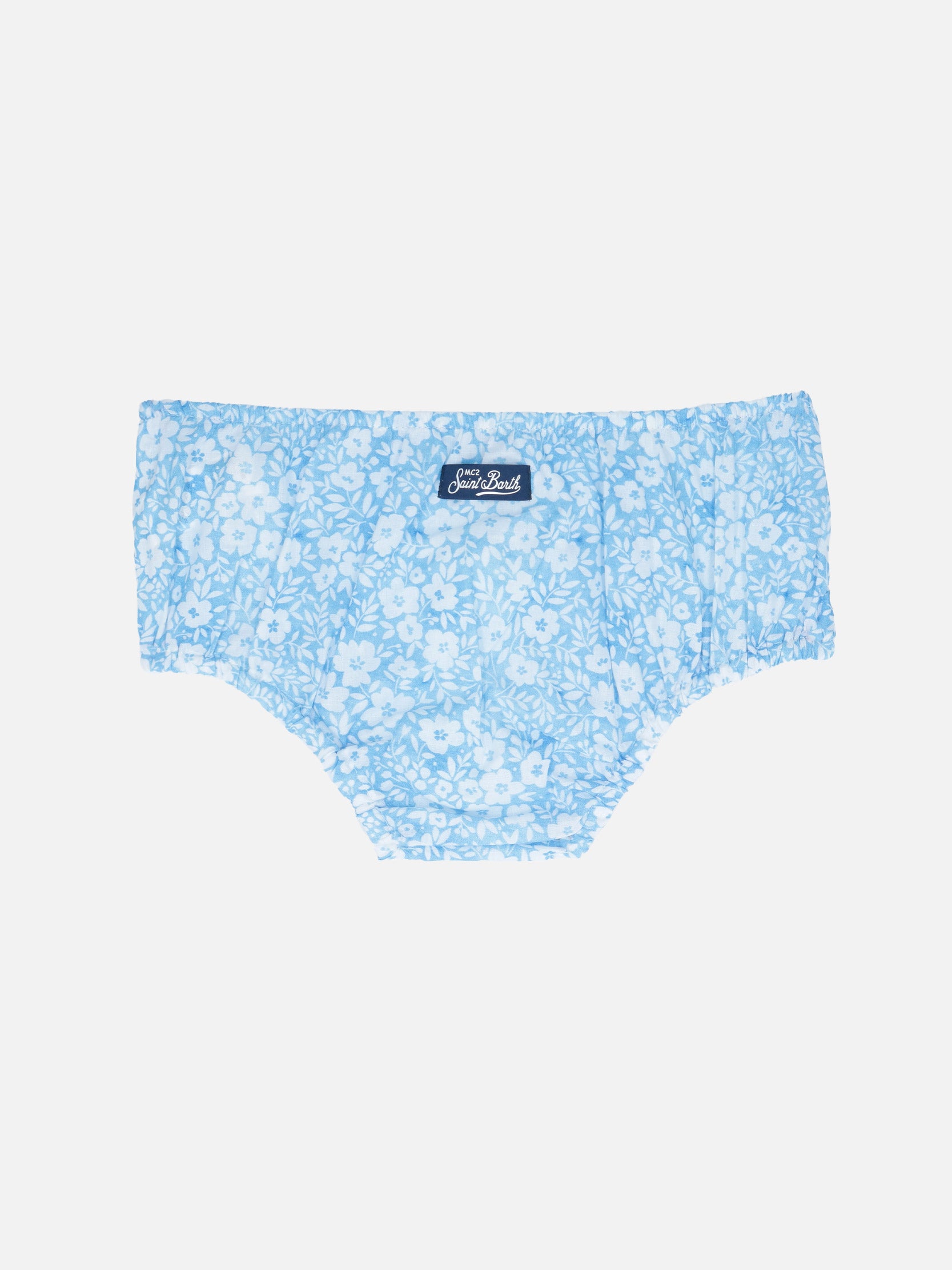 mc2-saint-barth-pimmy-bloomer-neonato-in-cotone-azzurro-stampa-floreale-vintage image 2
