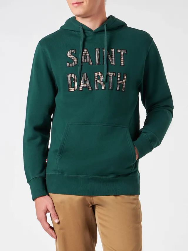 mc2-saint-barth-felpa-tribeca-uomo-con-cappuccio-e-patch-verde image 1