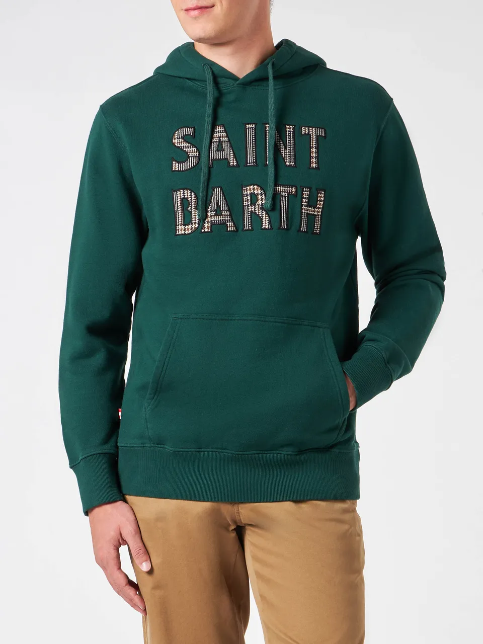 mc2-saint-barth-felpa-tribeca-uomo-con-cappuccio-e-patch-verde image 1