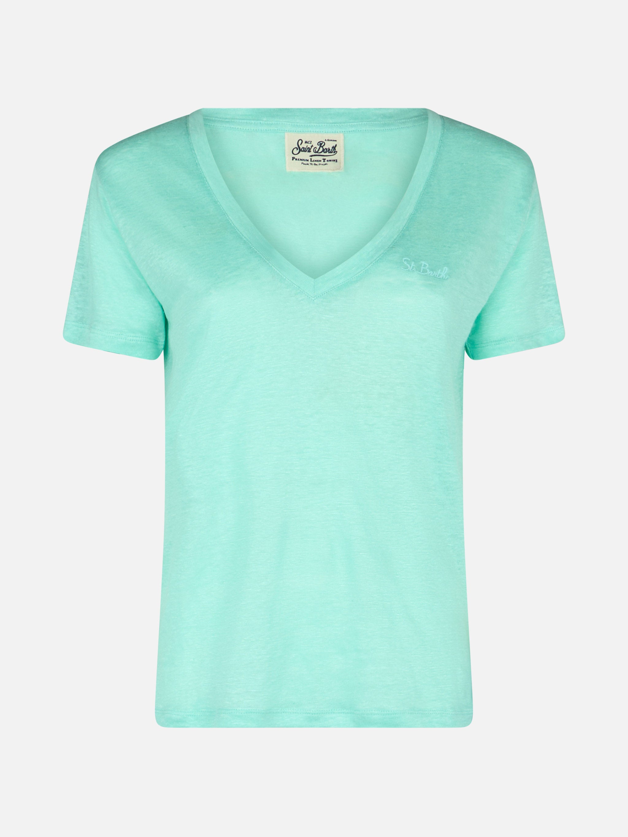 mc2-saint-barth-t-shirt-eloise-in-lino-verde-salvia-con-ricamo image 4