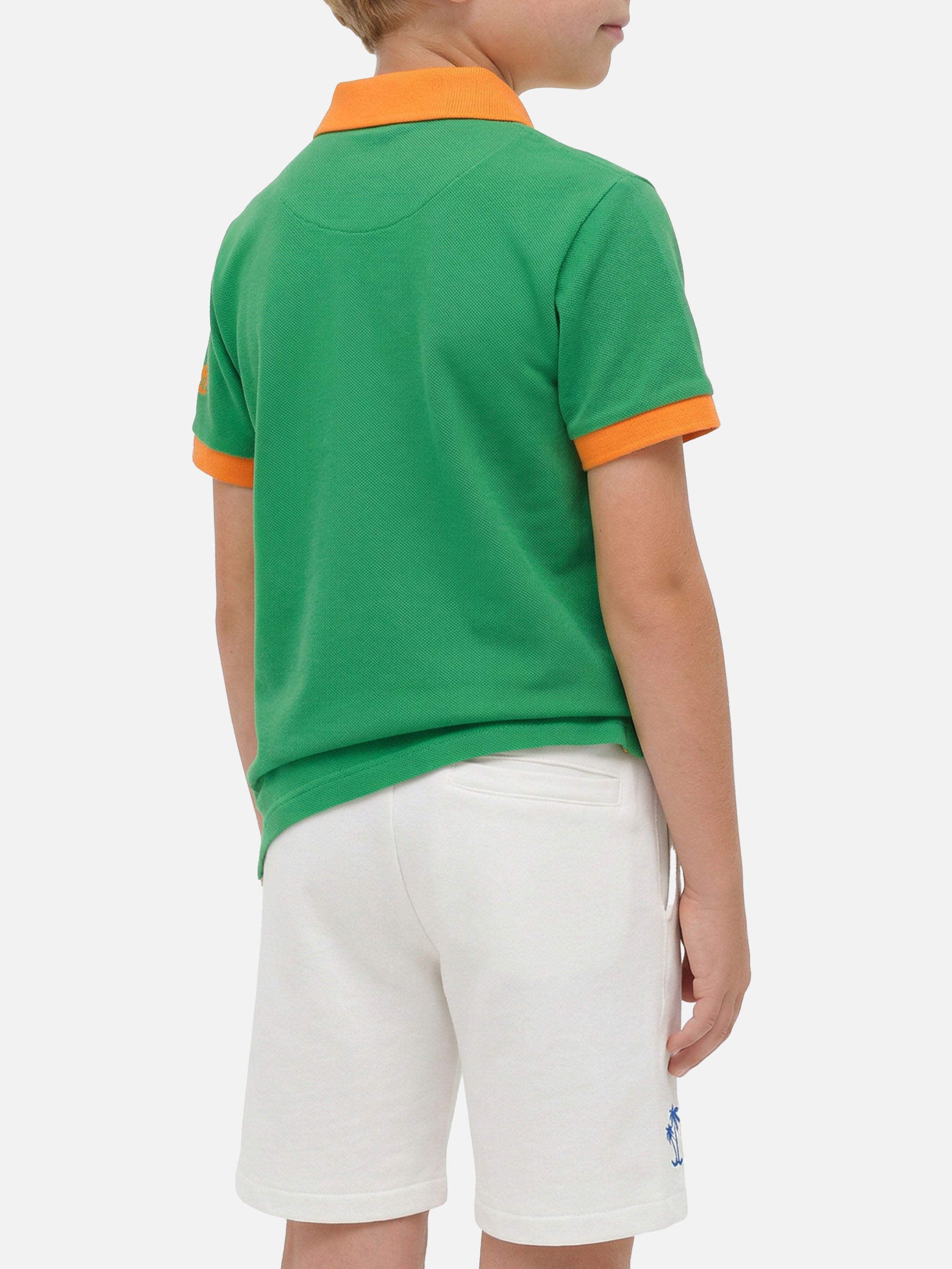 mc2-saint-barth-polo-bambino-piquet-verde-logo-arancione image 3
