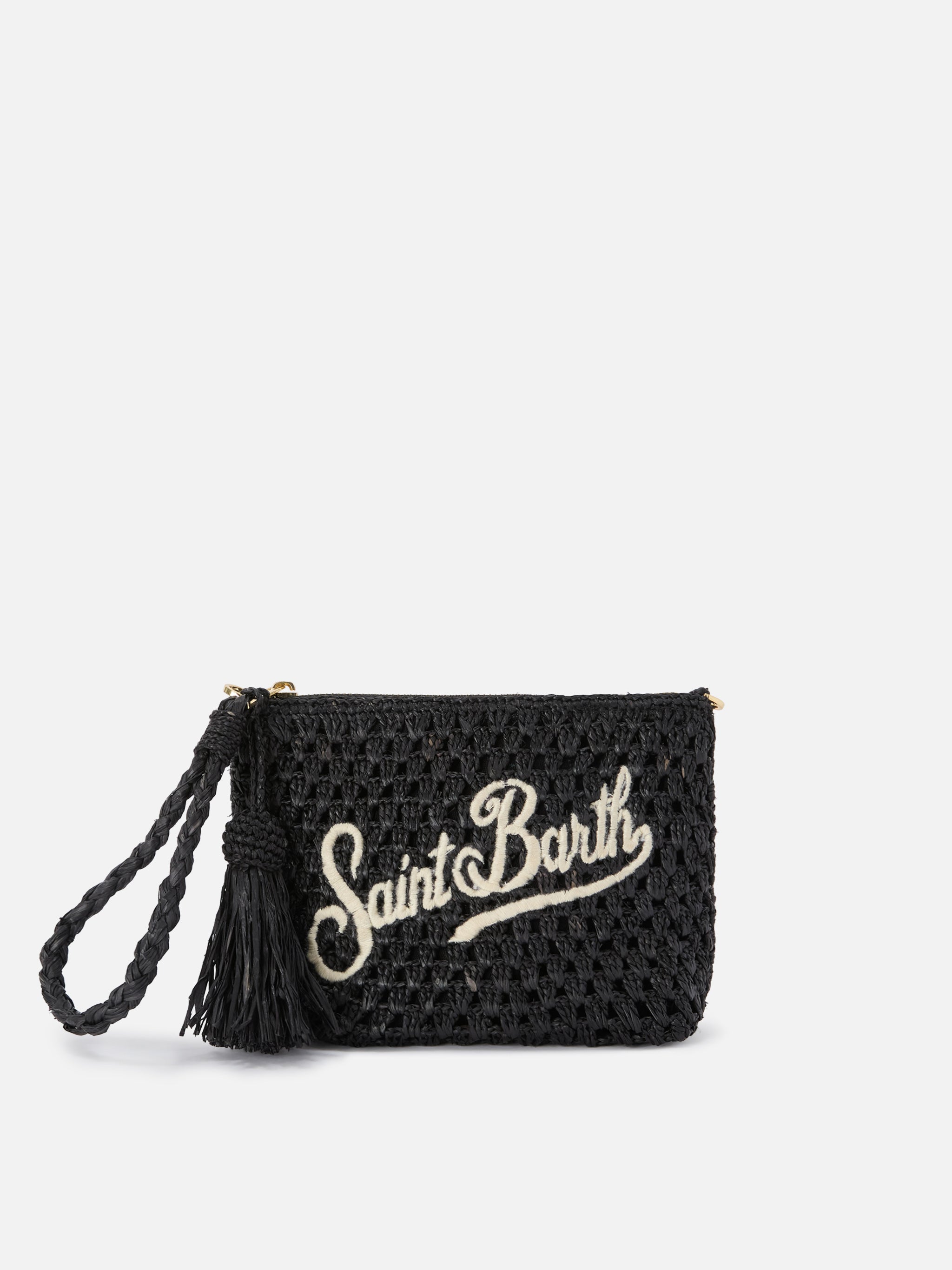 pouch-mc2-saint-barth-in-rafia-intrecciata-nera-con-logo-ricamato image 1