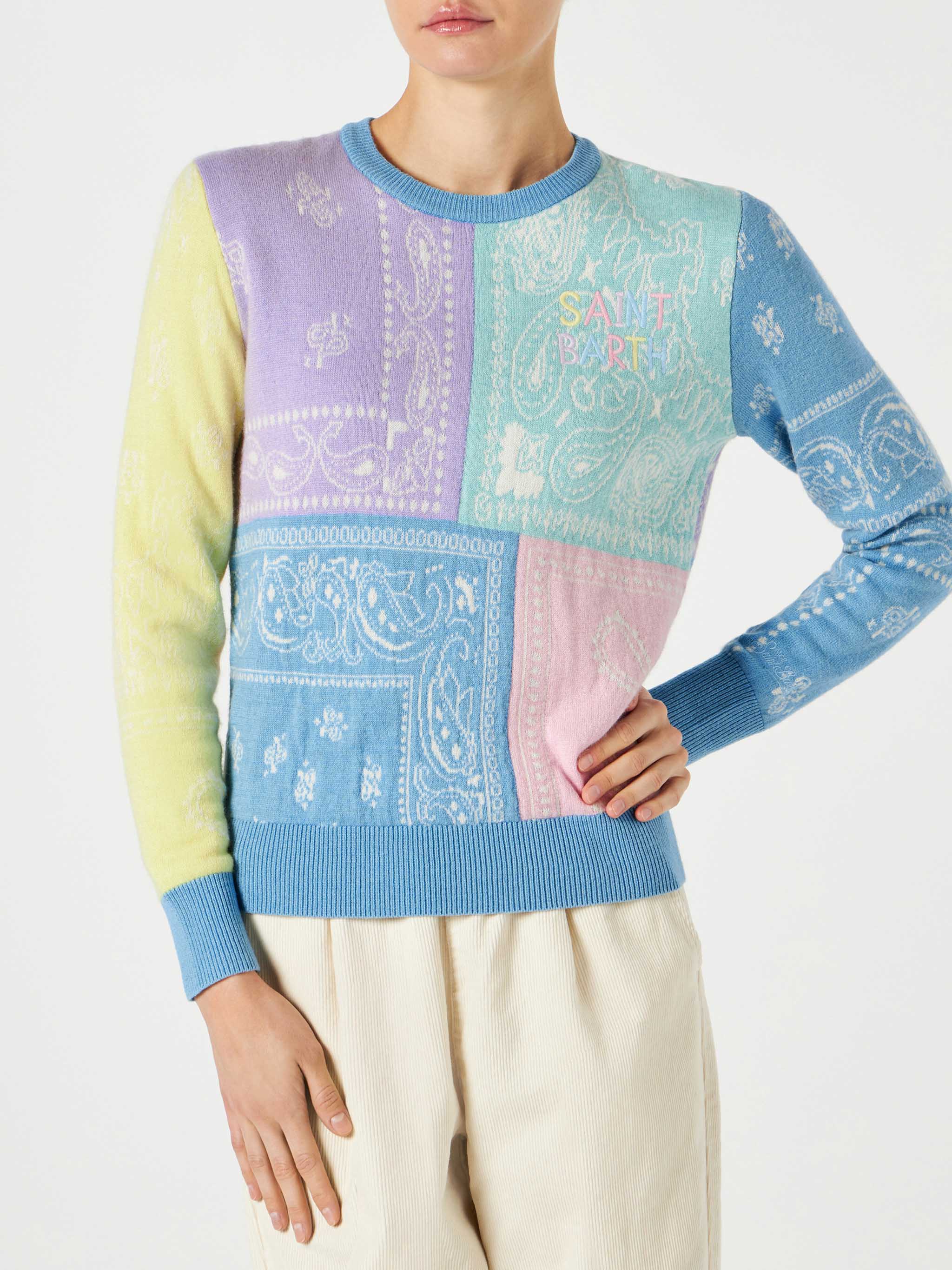 mc2-saint-barth-que-maglione-donna-bandana-multicolore-garzato image 1