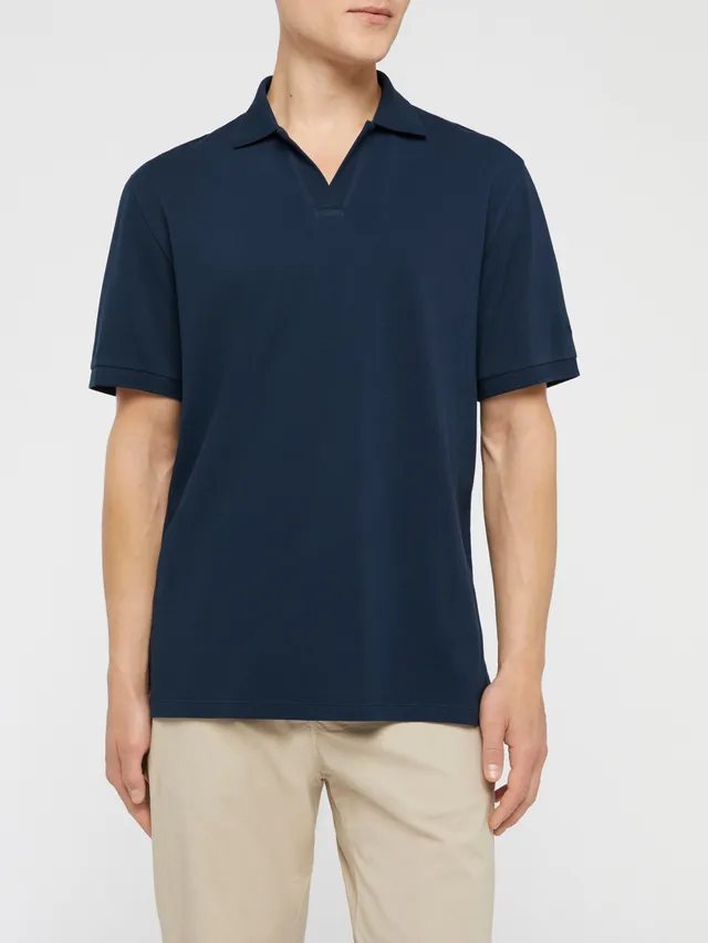 mc2-saint-barth-polo-charles-uomo-in-piquet-di-cotone-blu-navy-senza-bottoni image 1