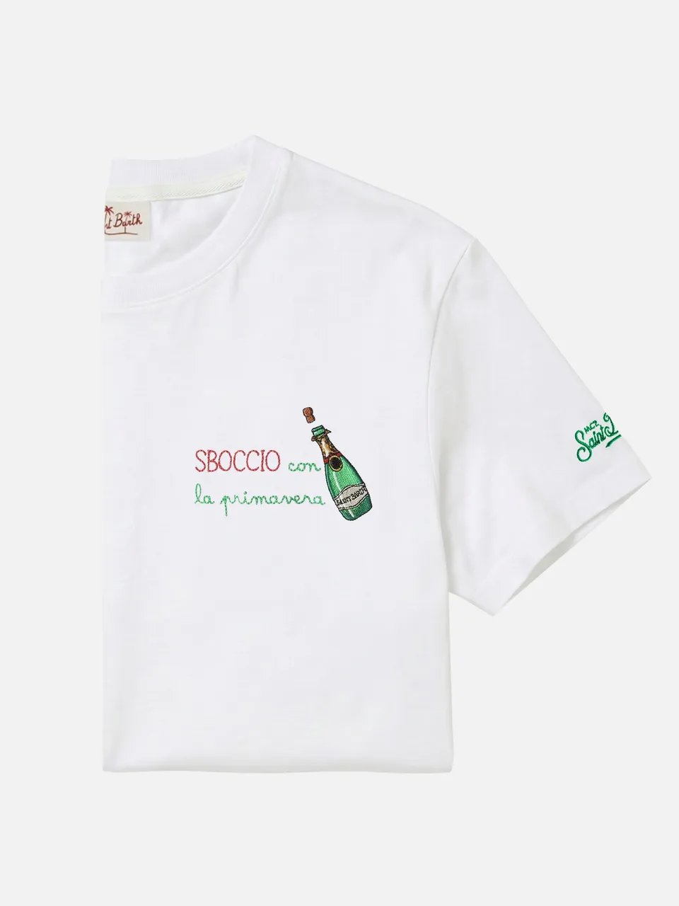 t-shirt-mc2-saint-barth-portofino-bianca-con-ricamo-sboccio-con-la-primavera image 1