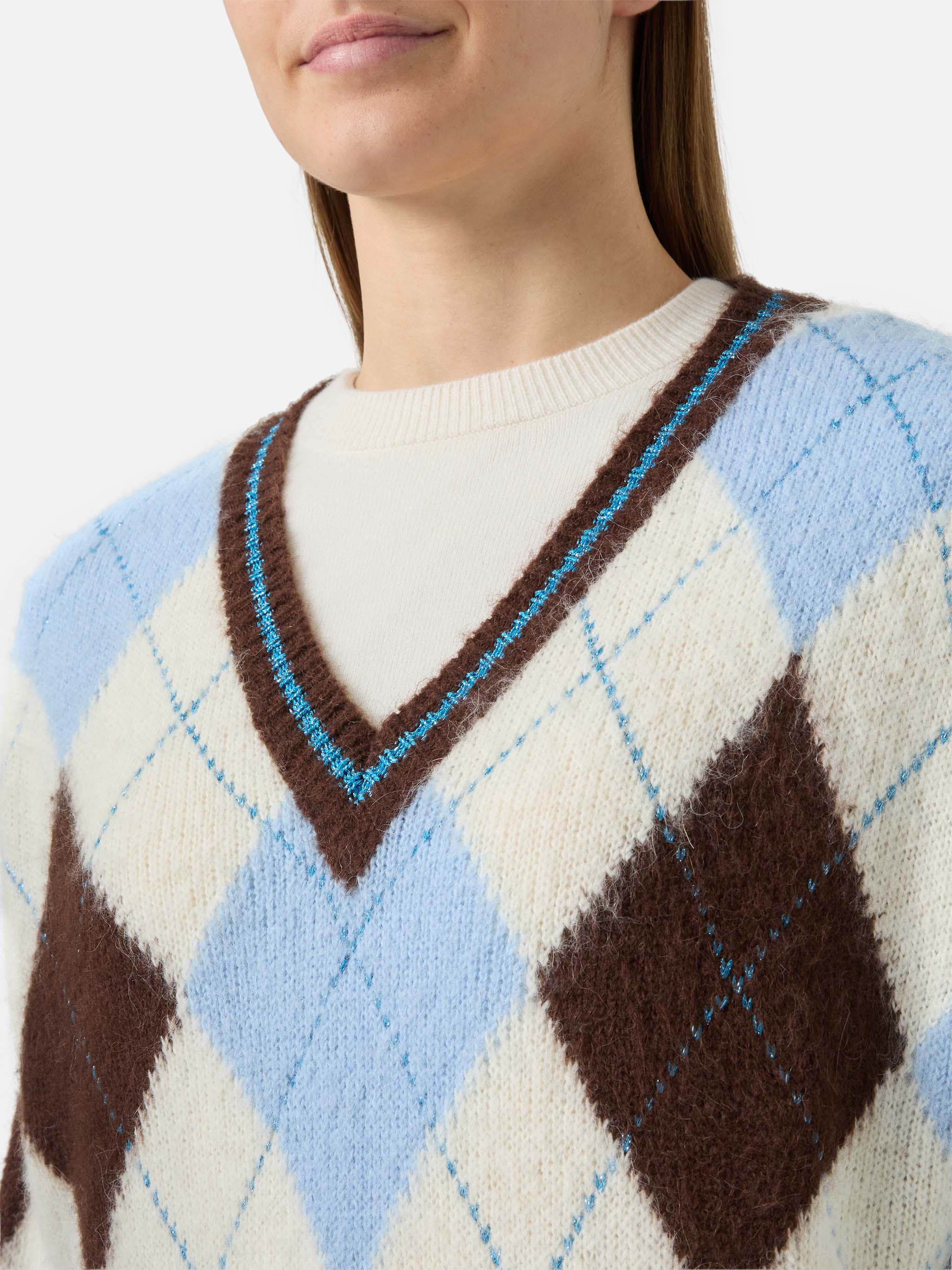 mc2-saint-barth-leon-leon001-abito-donna-in-maglia-argyle-jacquard-bianco-azzurr image 2