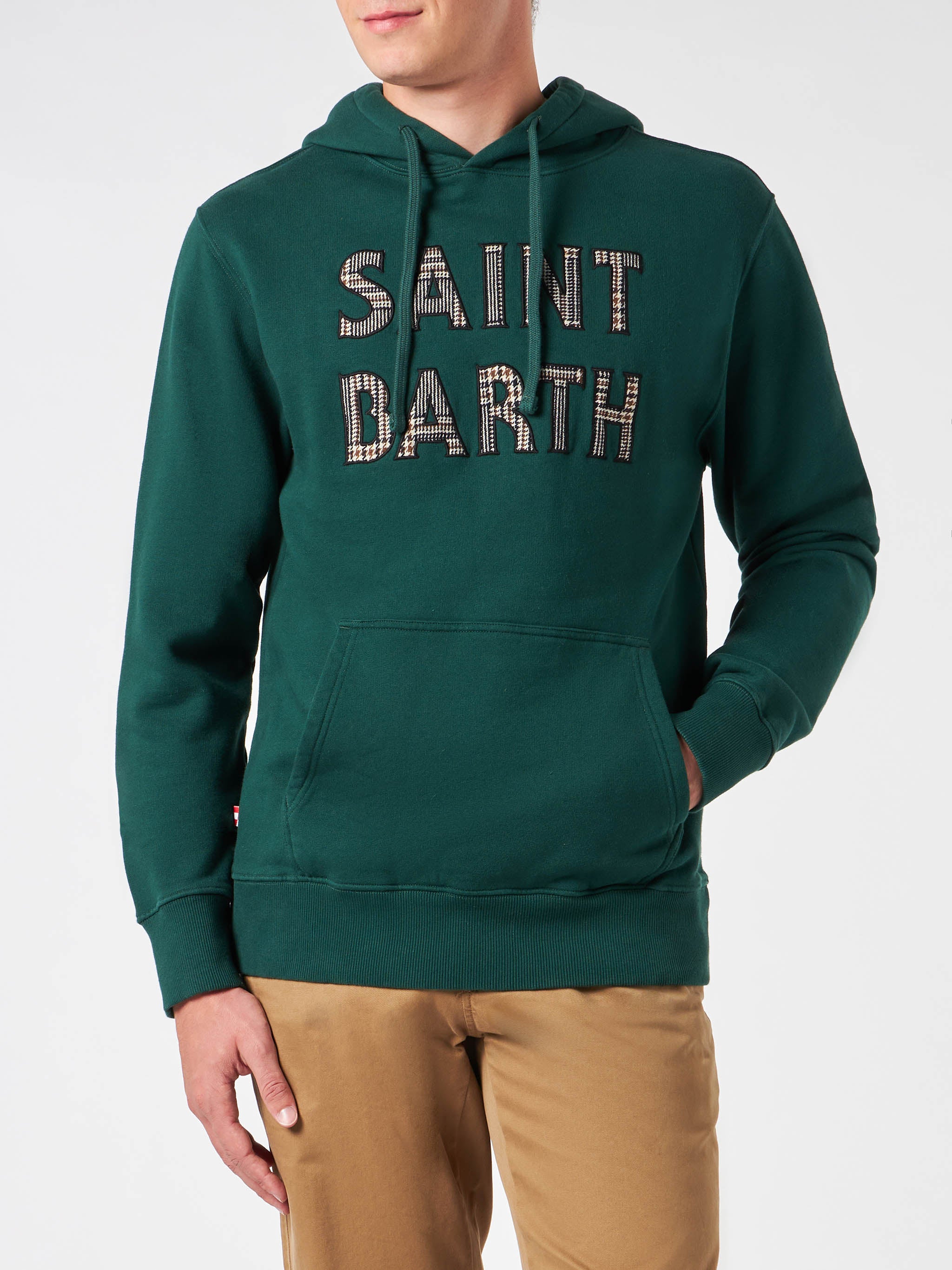 mc2-saint-barth-felpa-tribeca-uomo-con-cappuccio-e-patch-verde image 1