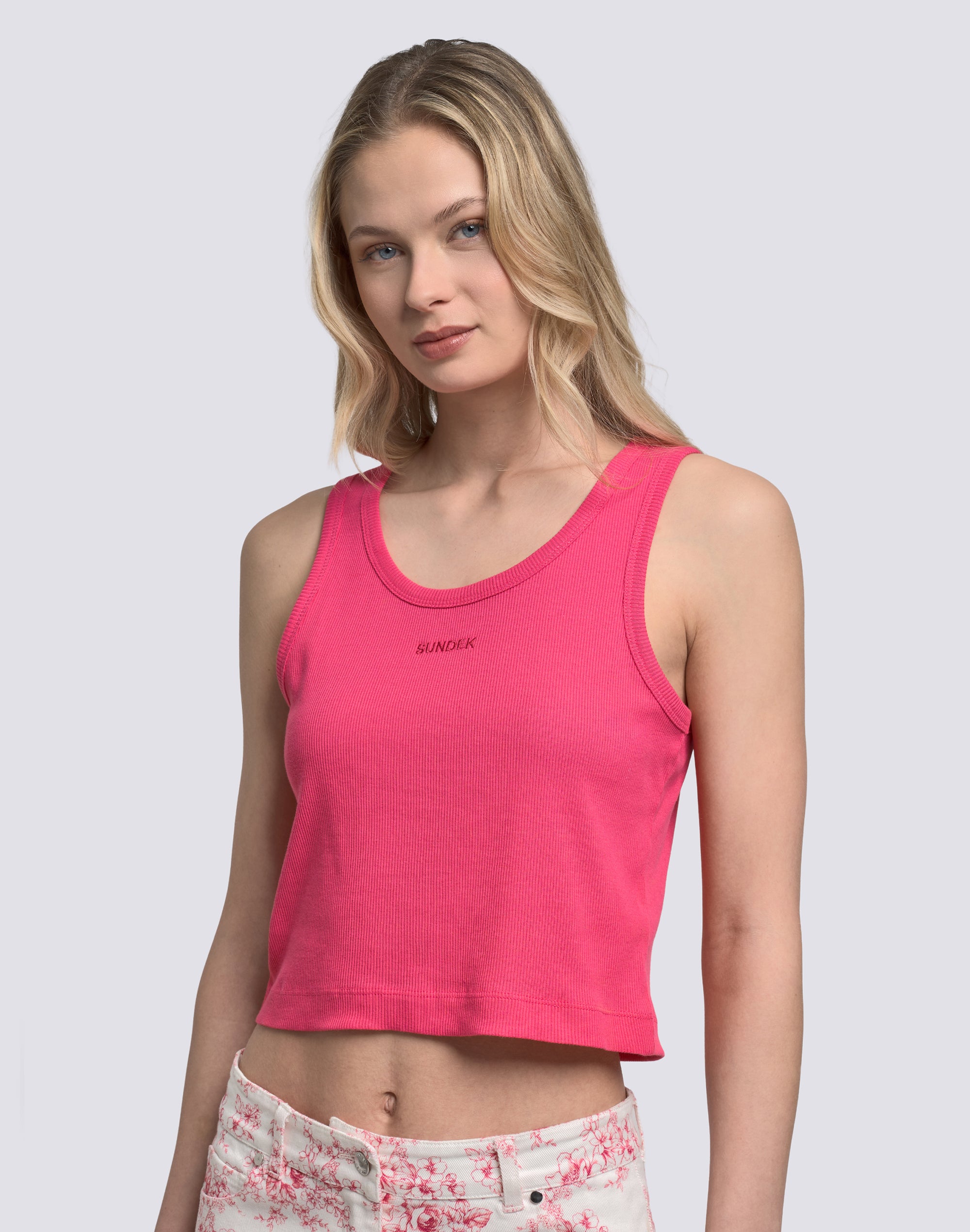 sundek-w387ttcr500-canotta-crop-donna-logo-ricamato image 4