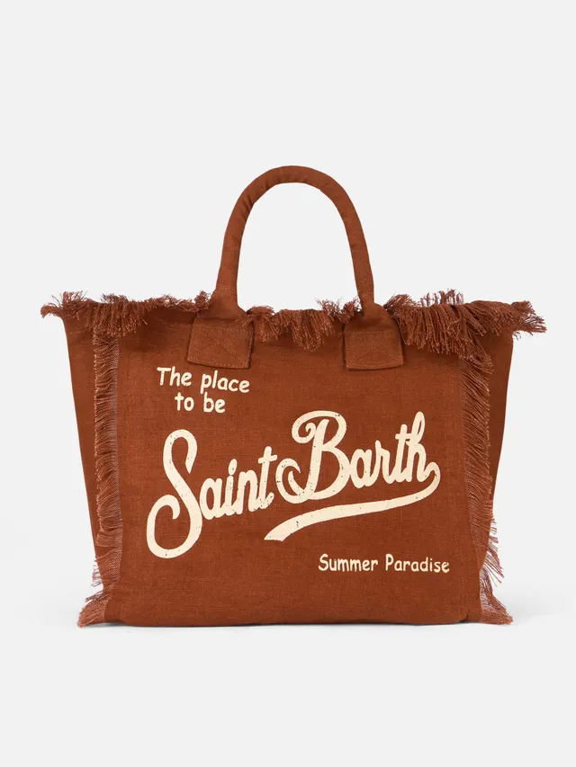 mc2-saint-barth-vanity-borsa-a-spalla-tote-in-lino-marrone-con-logo-ricamato image 1