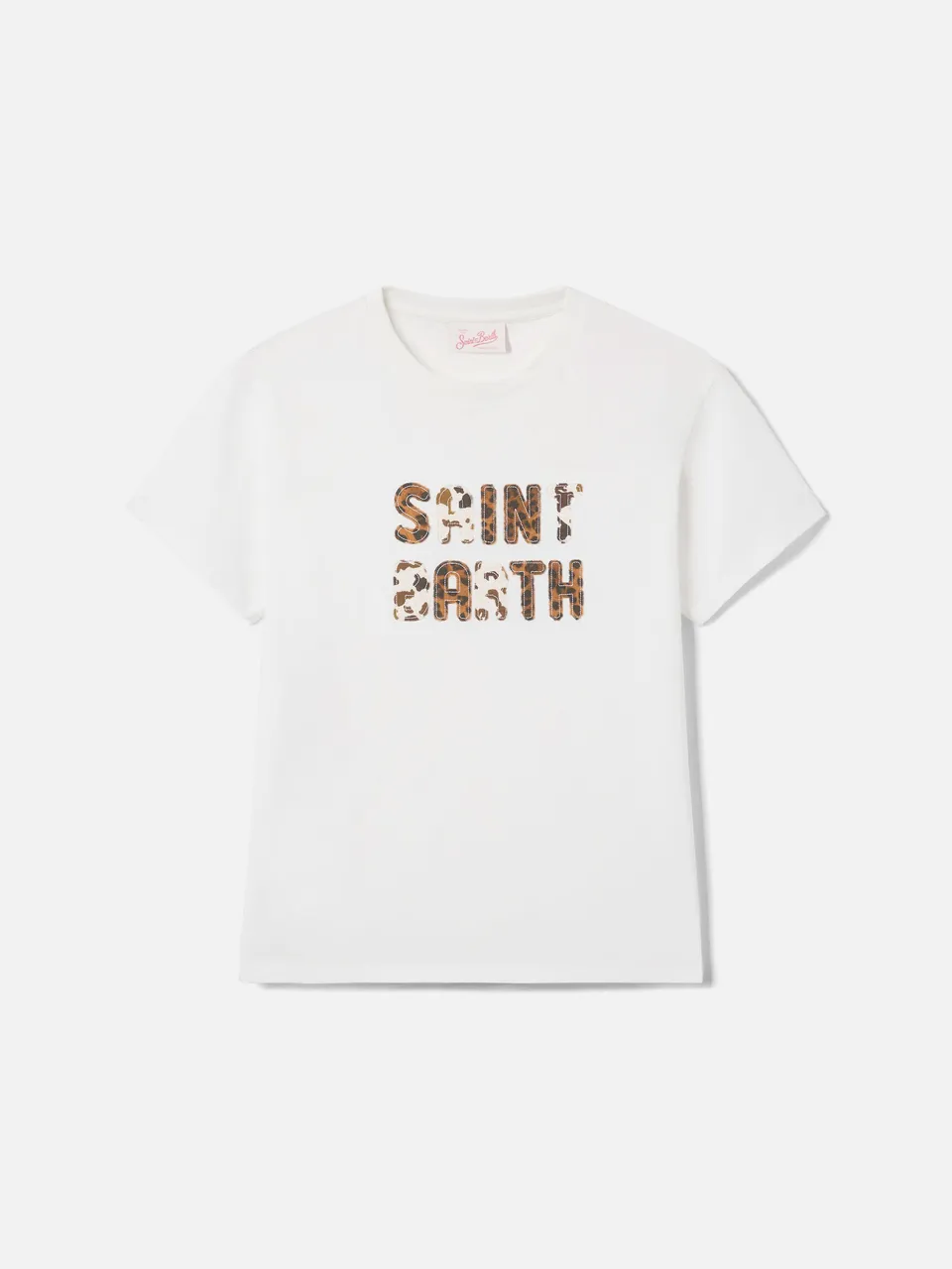 mc2-saint-barth-emilie-t-shirt-donna-bianca-cotone-con-patch-animalier image 1