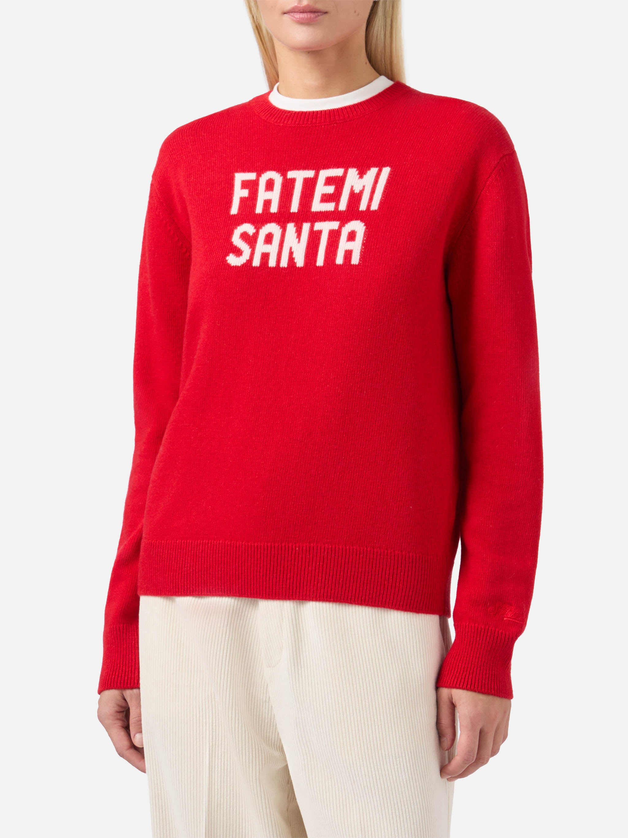 mc2-saint-barth-new-queen-maglione-donna-in-misto-cashmere-rosso-con-jacquard-fa image 1