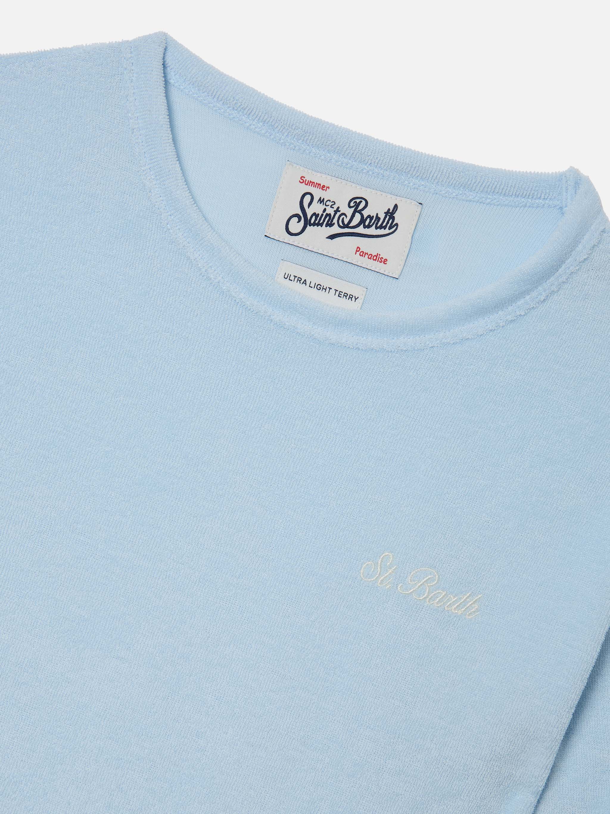 mc2-saint-barth-t-shirt-gary-jr-bambino-spugna-azzurra-logo-ricamato image 2