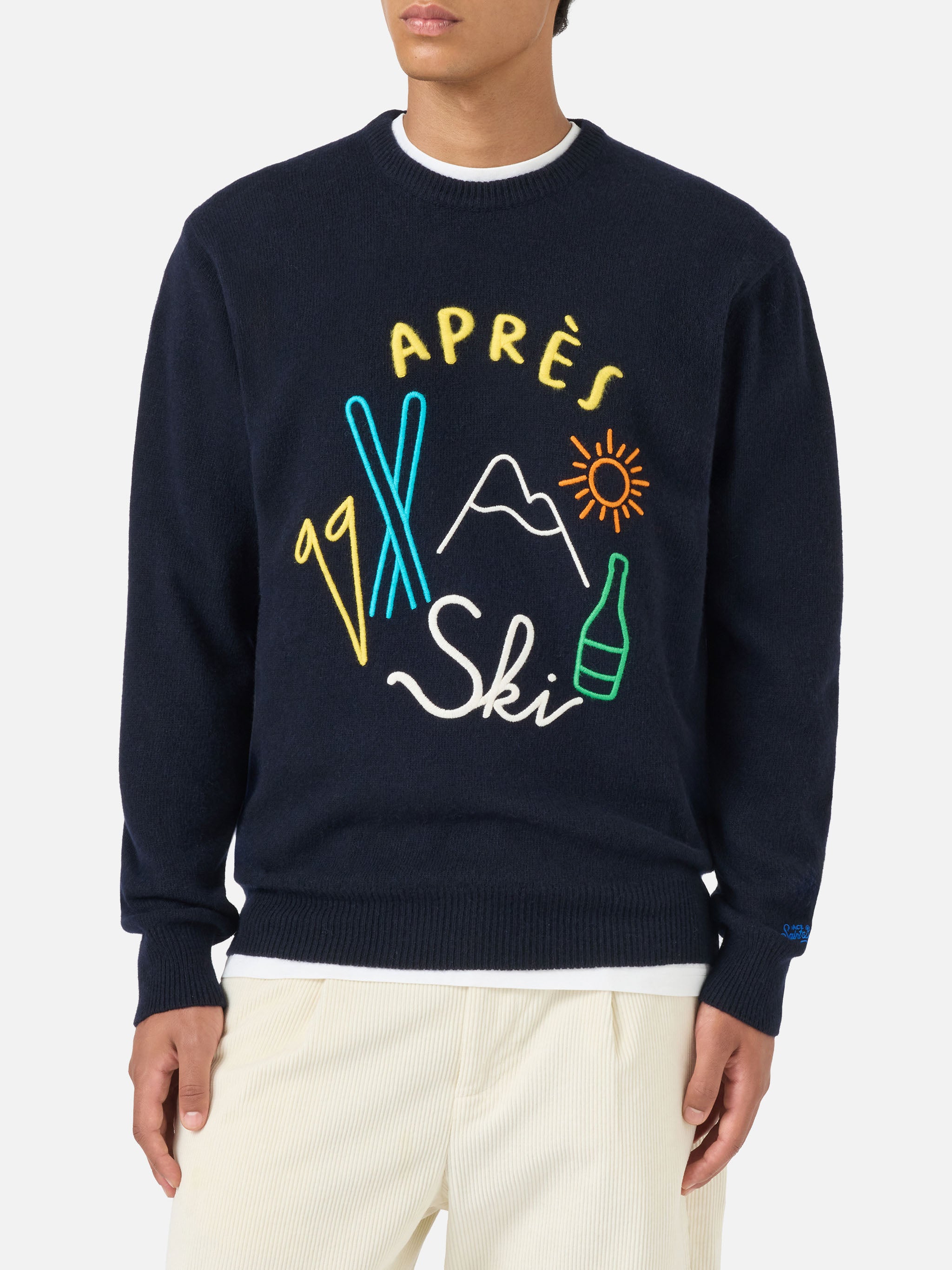 mc2-saint-barth-maglione-girocollo-heron-uomo-blu-ricamo-apres-ski image 1