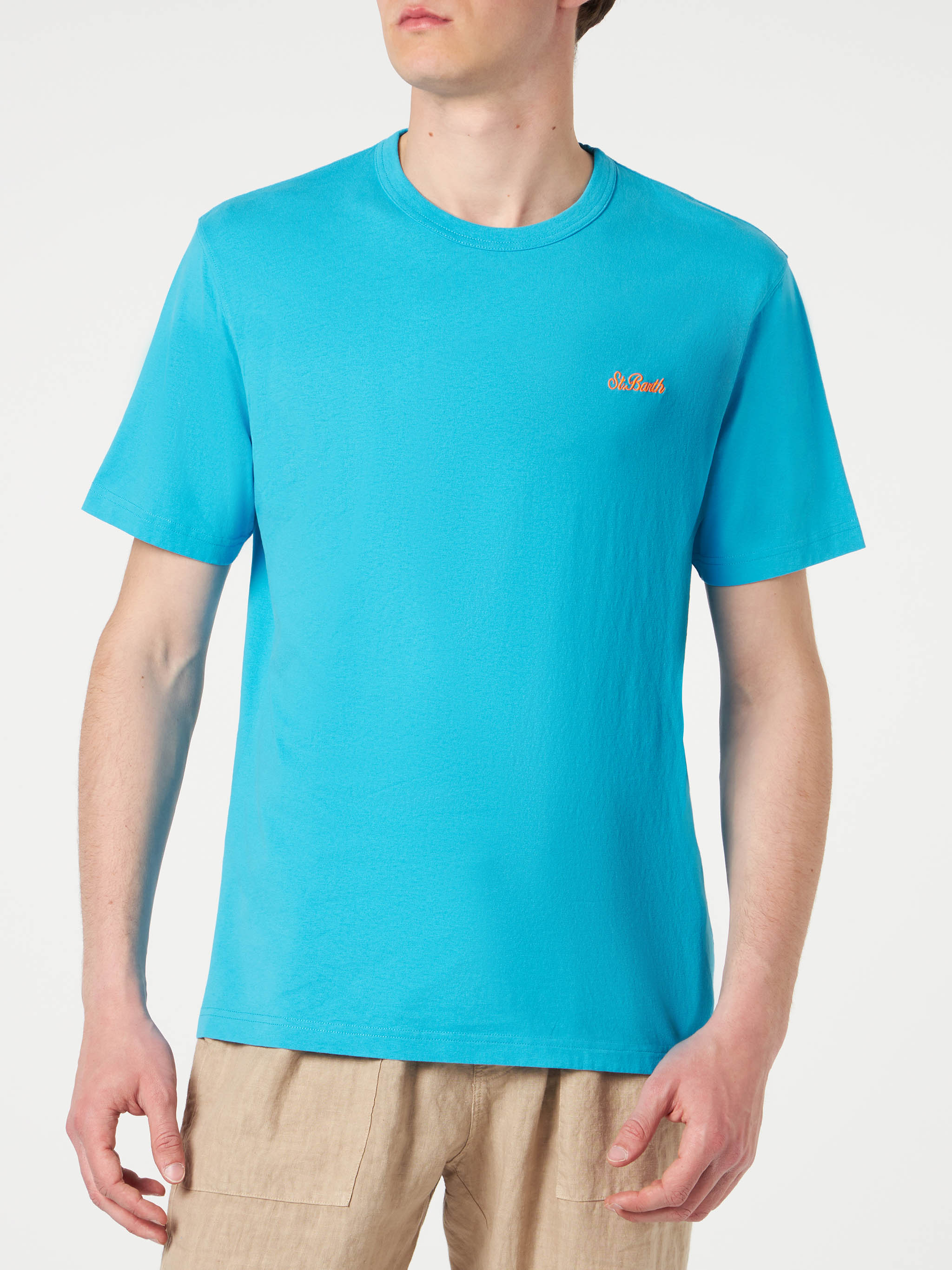 t-shirt-mc2-saint-barth-dover-in-cotone-azzurro-tinta-unita image 3