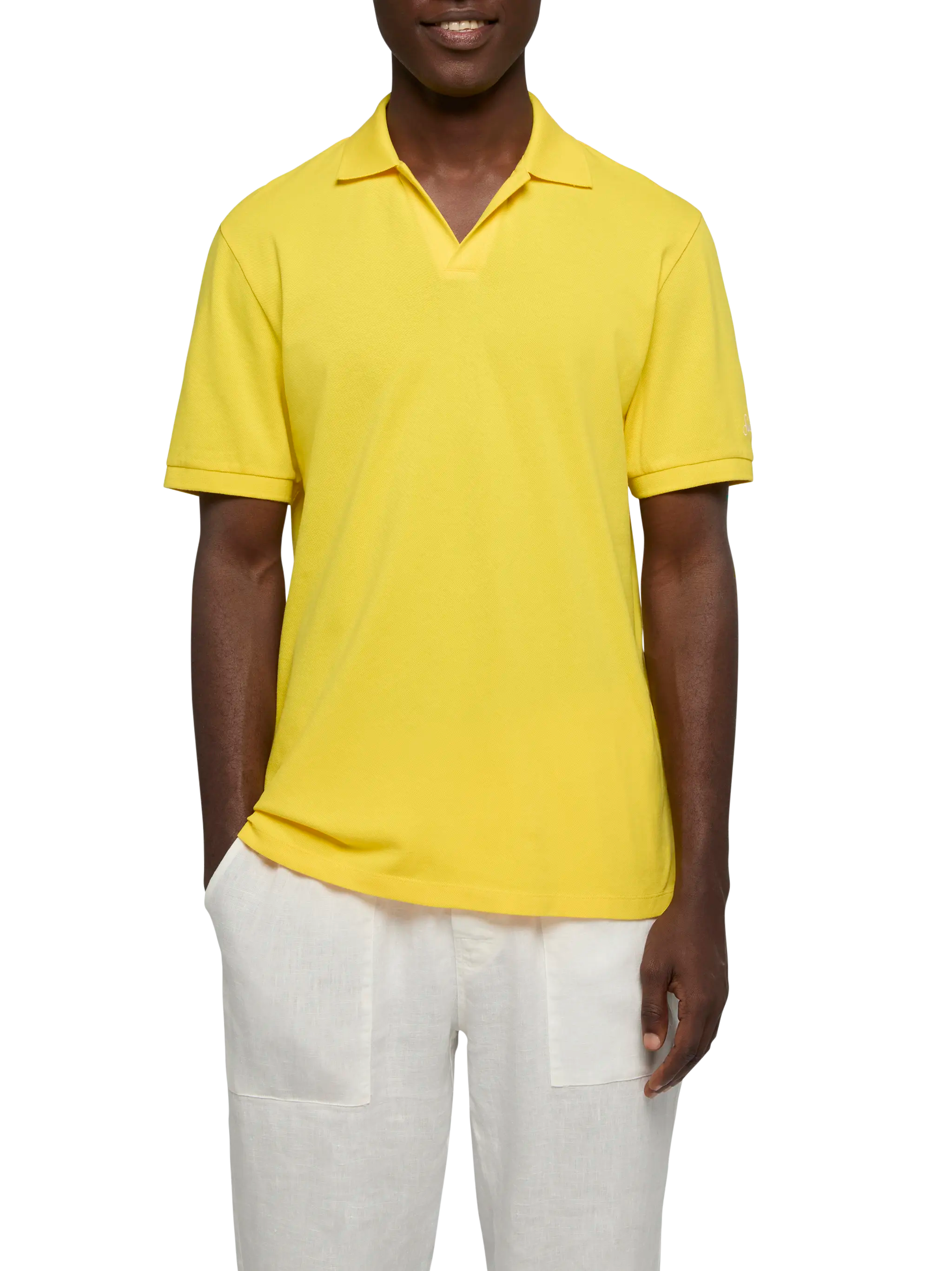 mc2-saint-barth-polo-charles-in-piqu-di-cotone-giallo-senza-bottoni-vestibilit-r image 1