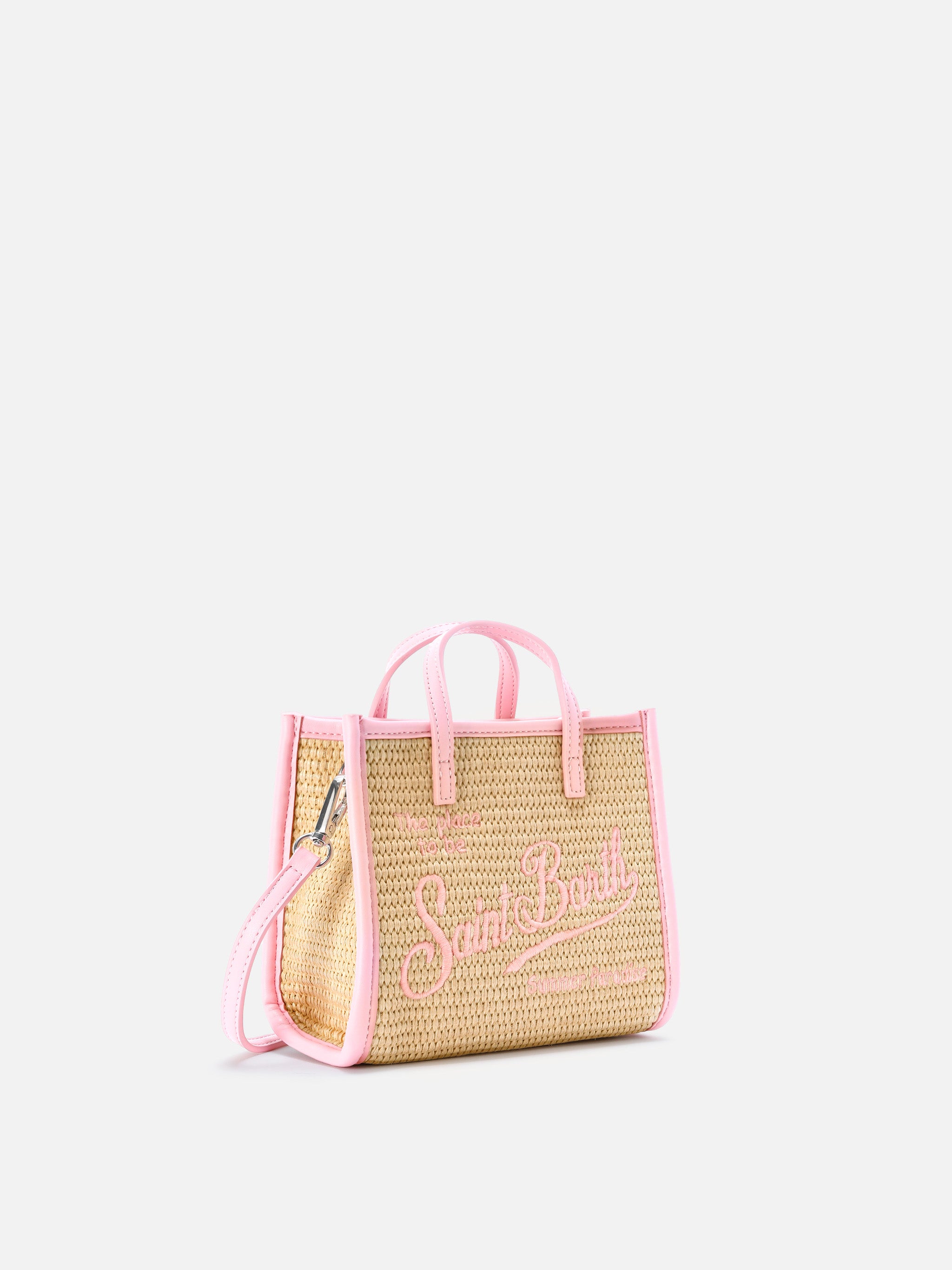 mc2-saint-barth-vivian-mini-borsa-in-tessuto-effetto-paglia-beige-con-logo-rosa image 3