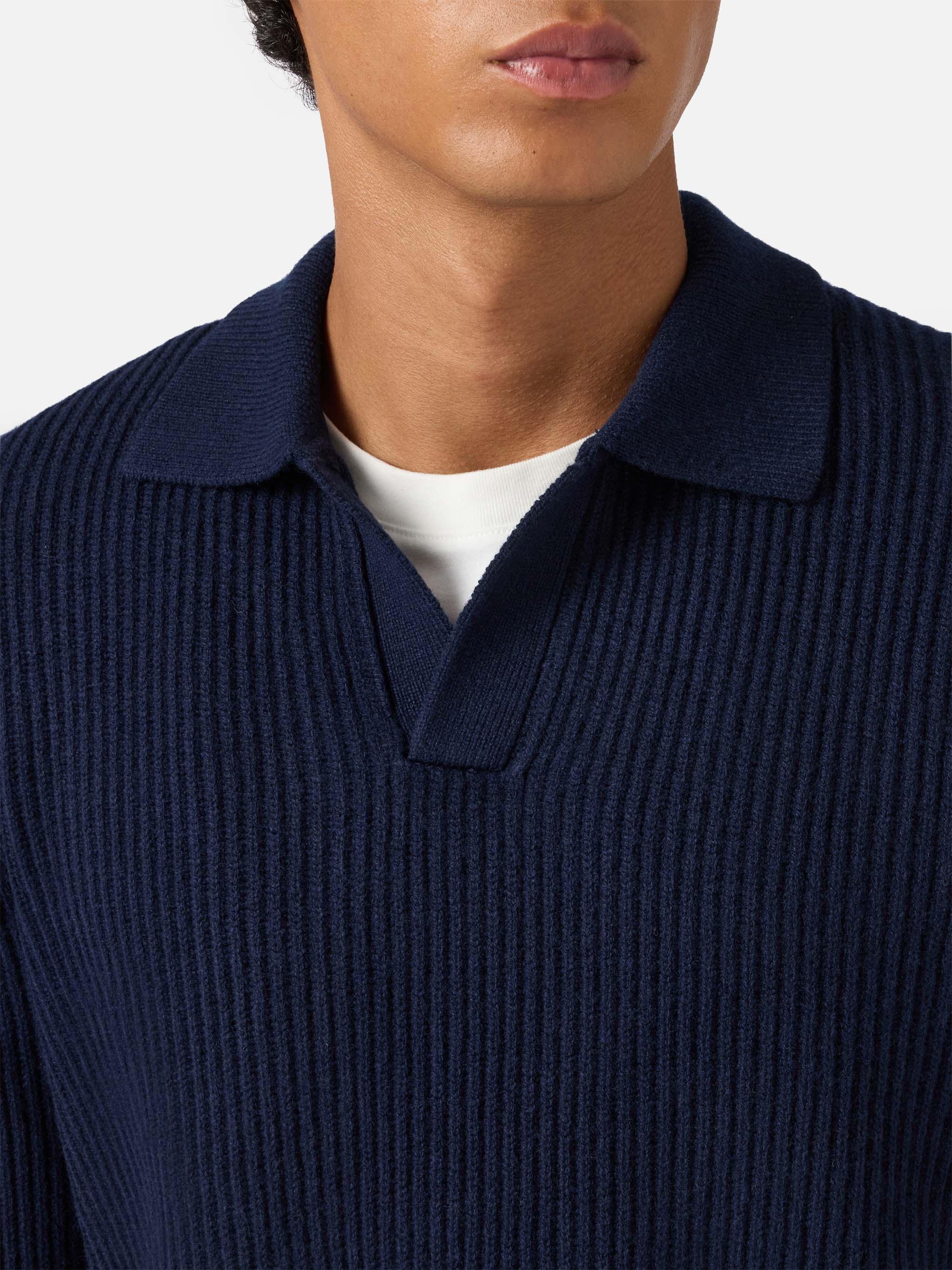 polo-in-maglia-mc2-saint-barth-downing-in-pura-lana-blu-notte image 2