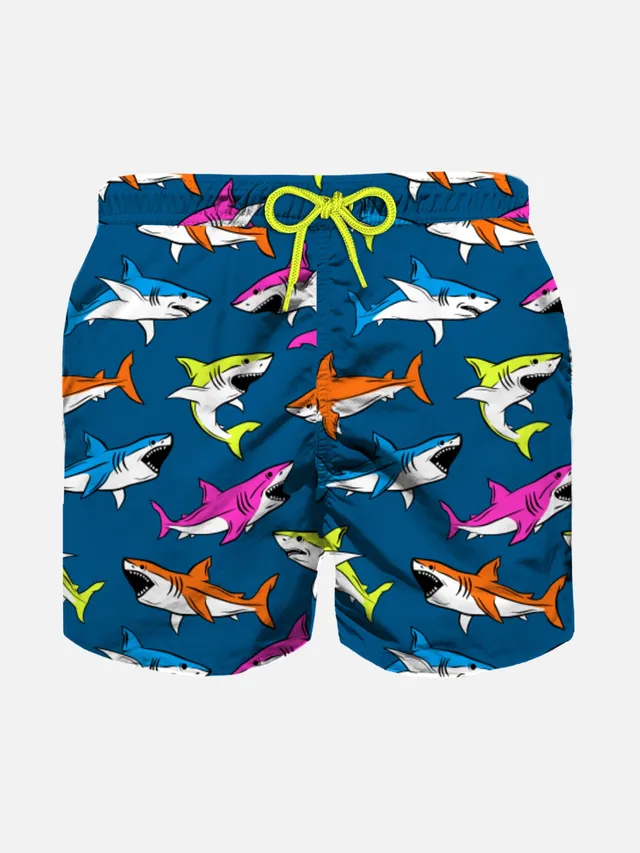 mc2-saint-barth-costume-boxer-bambino-squali-multicolore-blu image 1