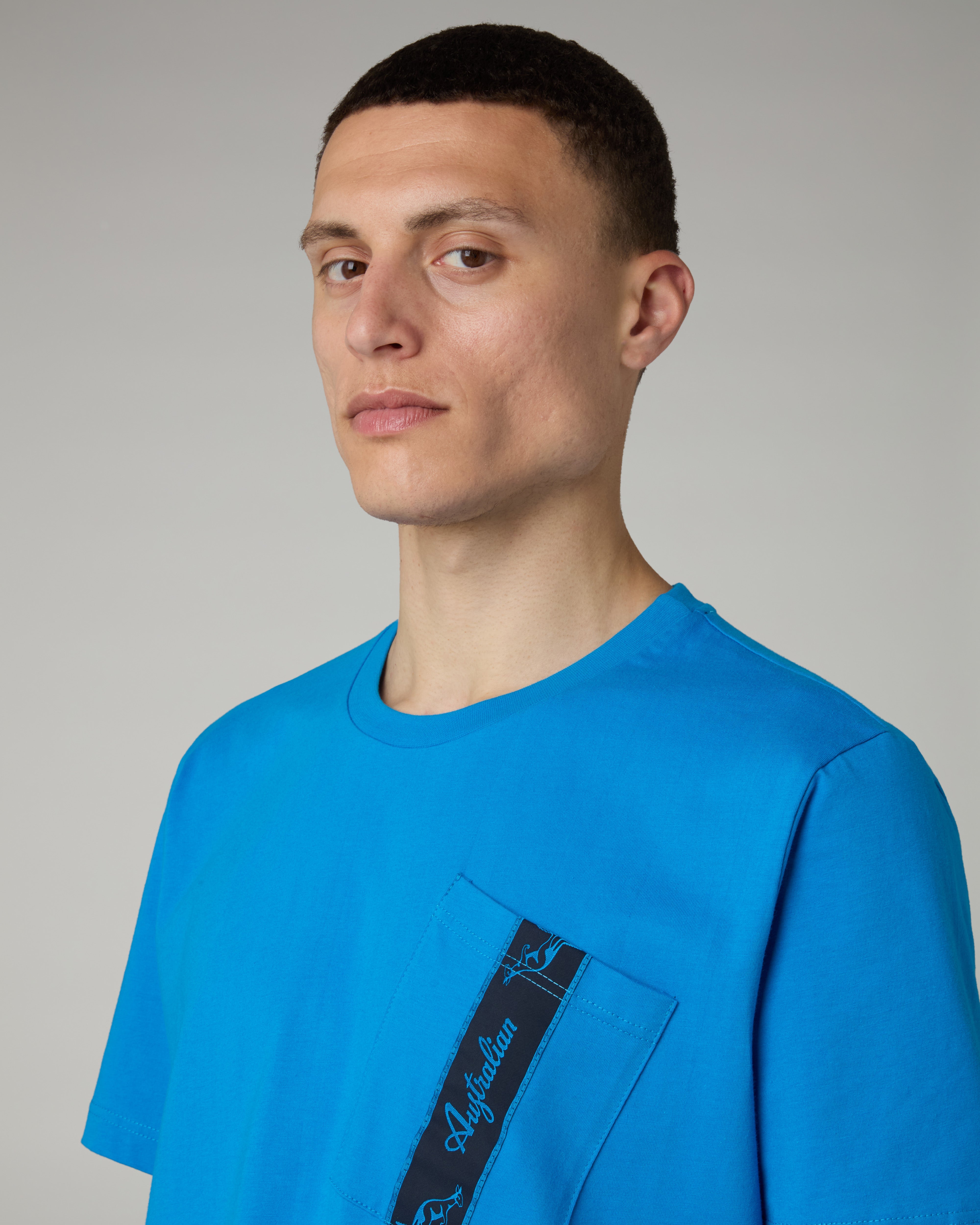 australian-pocket-t-shirt-maglietta-cotone-blu-capri-made-in-italy image 4