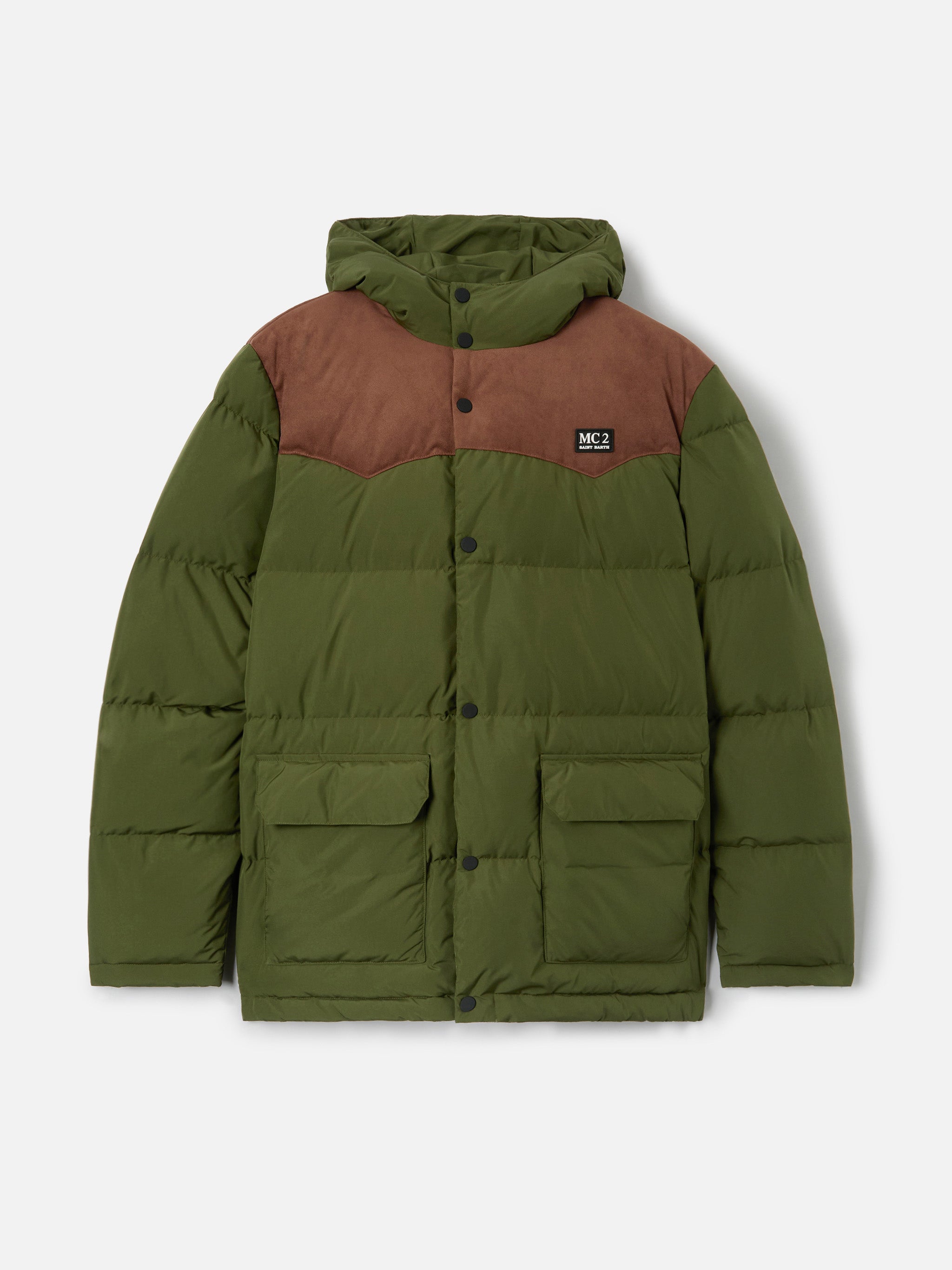mc2-saint-barth-piumino-uomo-baxter-verde-militare-con-cappuccio image 7