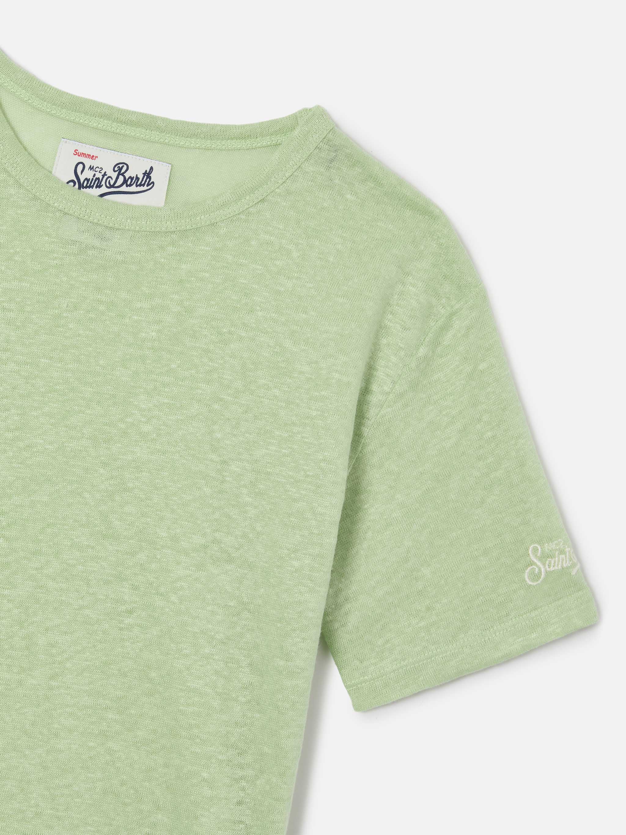 mc2-saint-barth-t-shirt-alex-bambino-in-puro-lino-verde-menta image 2