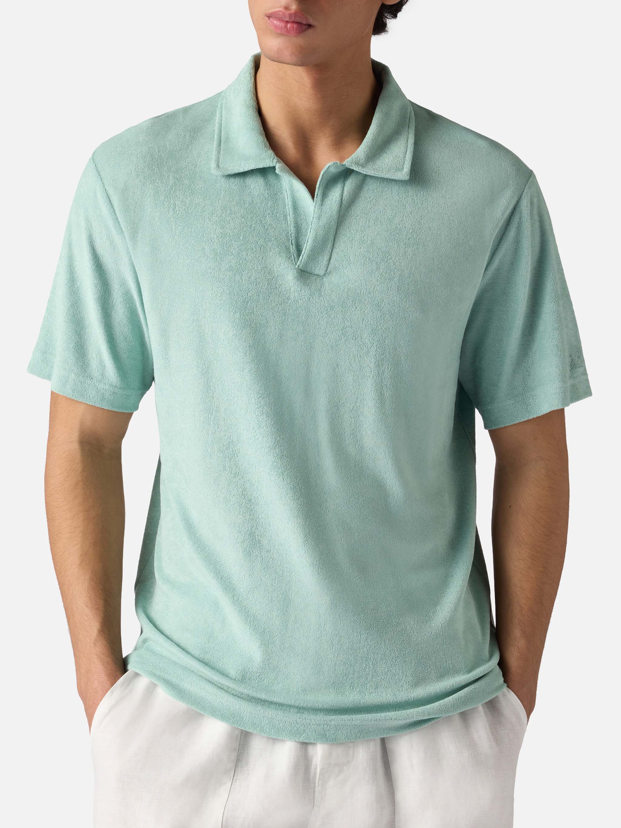 mc2-saint-barth-polo-jeremy-in-cotone-effetto-spugna-verde-salvia-uomo image 1