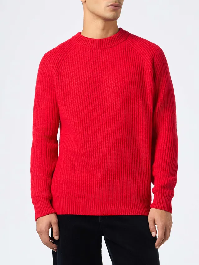 mc2-saint-barth-maglia-marine-in-misto-cashmere-rosso-a-costine-girocollo image 1