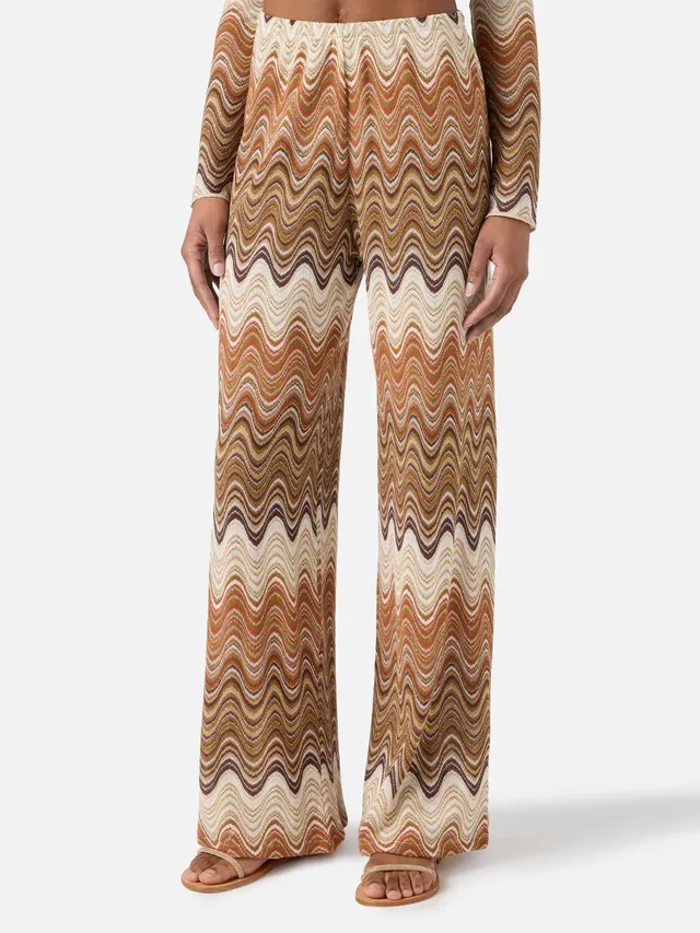 mc2-saint-barth-amalia-pantalone-donna-raschel-marrone-onde-lurex image 1