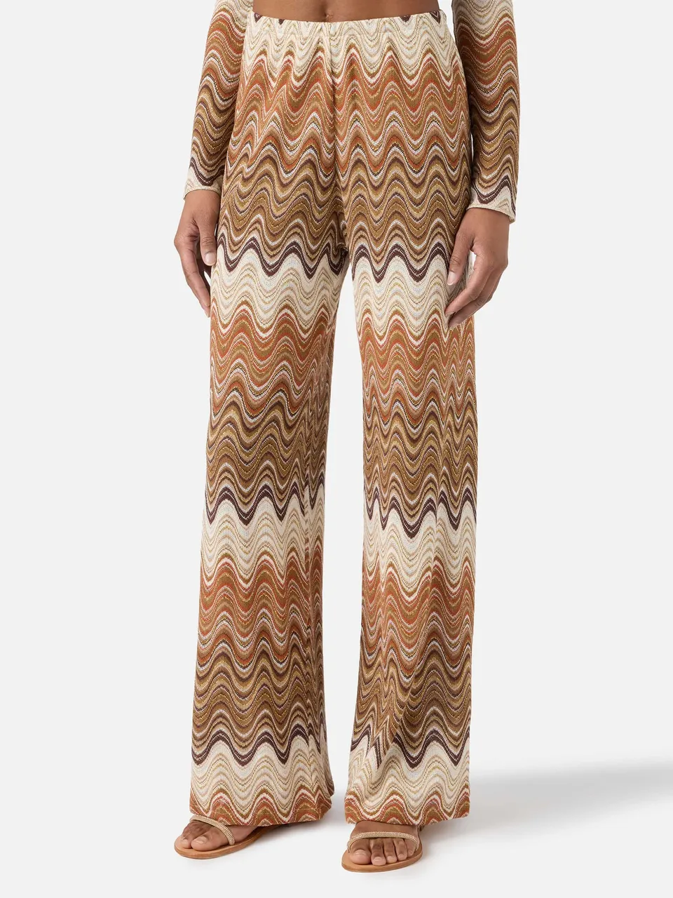 mc2-saint-barth-amalia-pantalone-donna-raschel-marrone-onde-lurex image 1