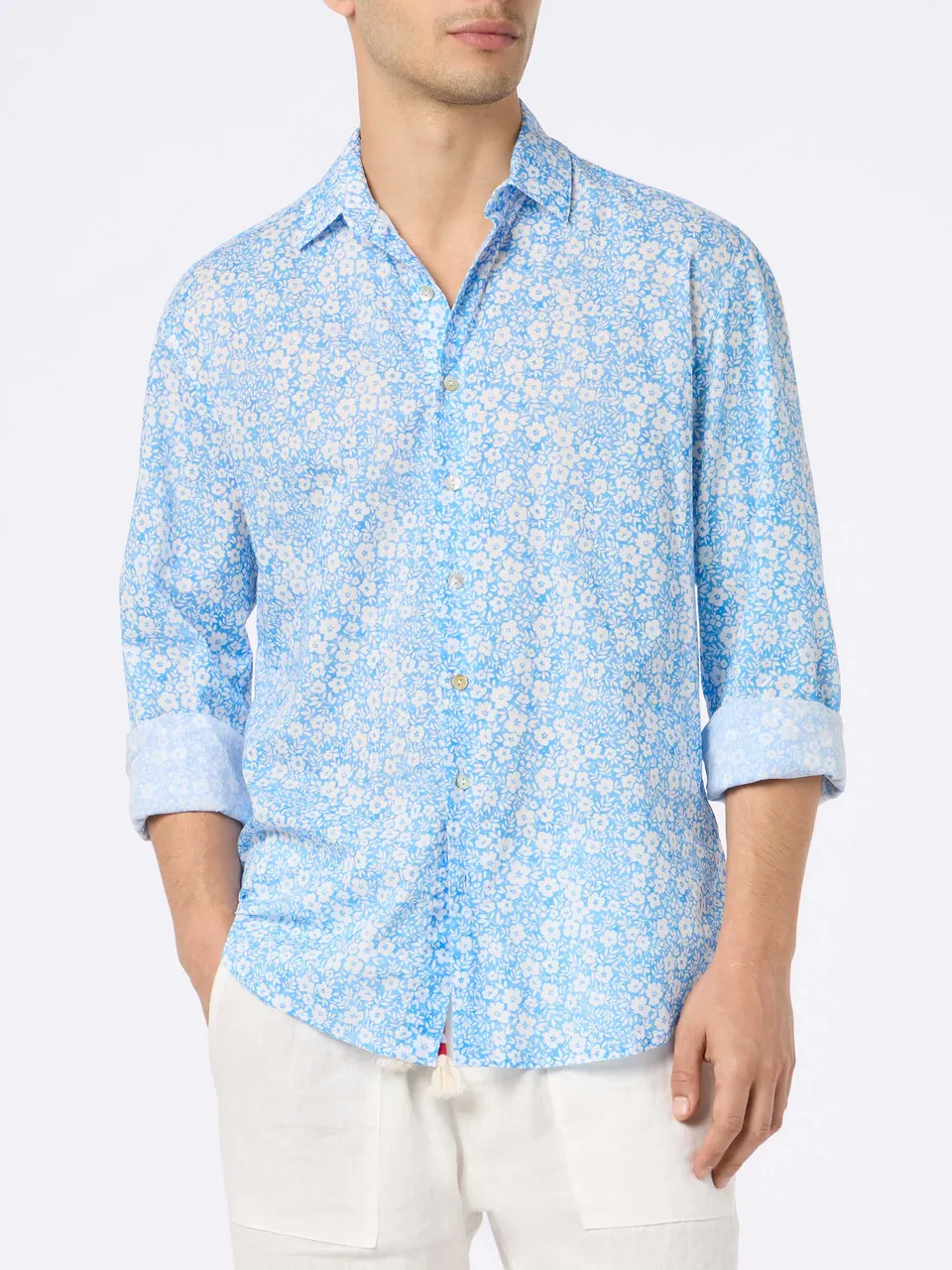 mc2-saint-barth-camicia-sikelia-in-mussola-di-cotone-a-micro-fiori-multicolor image 1