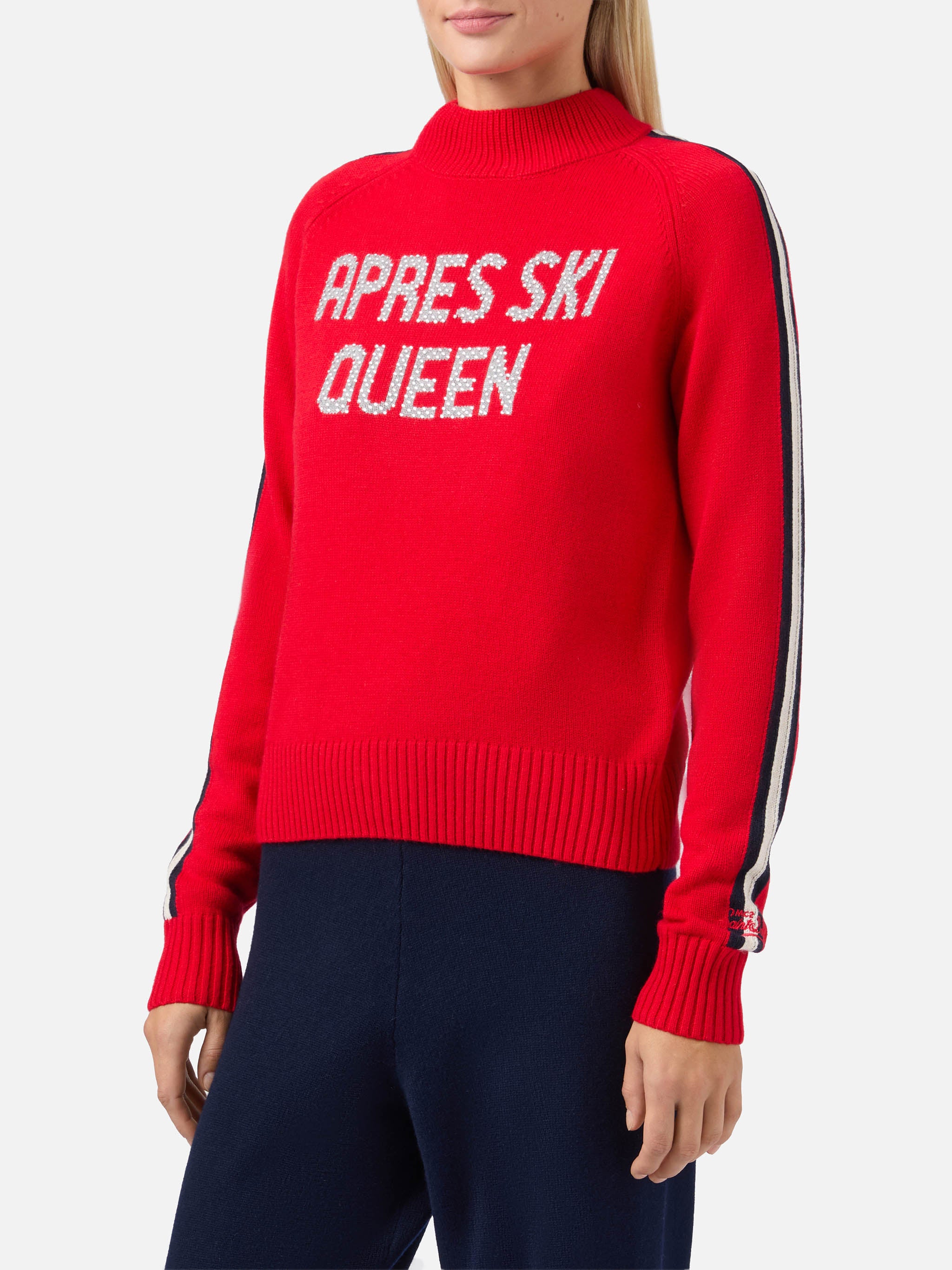 mc2-saint-barth-lupetto-peak-in-misto-cashmere-rosso-con-strass-apres-ski-queen image 1