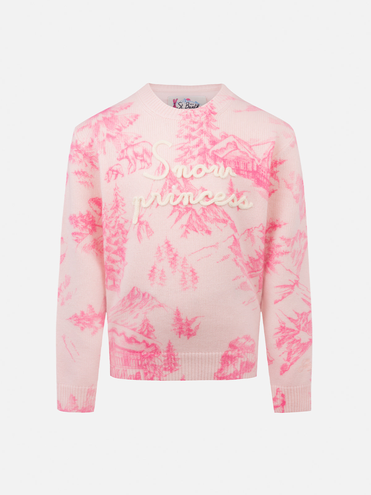 mc2-saint-barth-princess-prc0012-maglione-girocollo-bambina-rosa-toile-de-jouy image 1