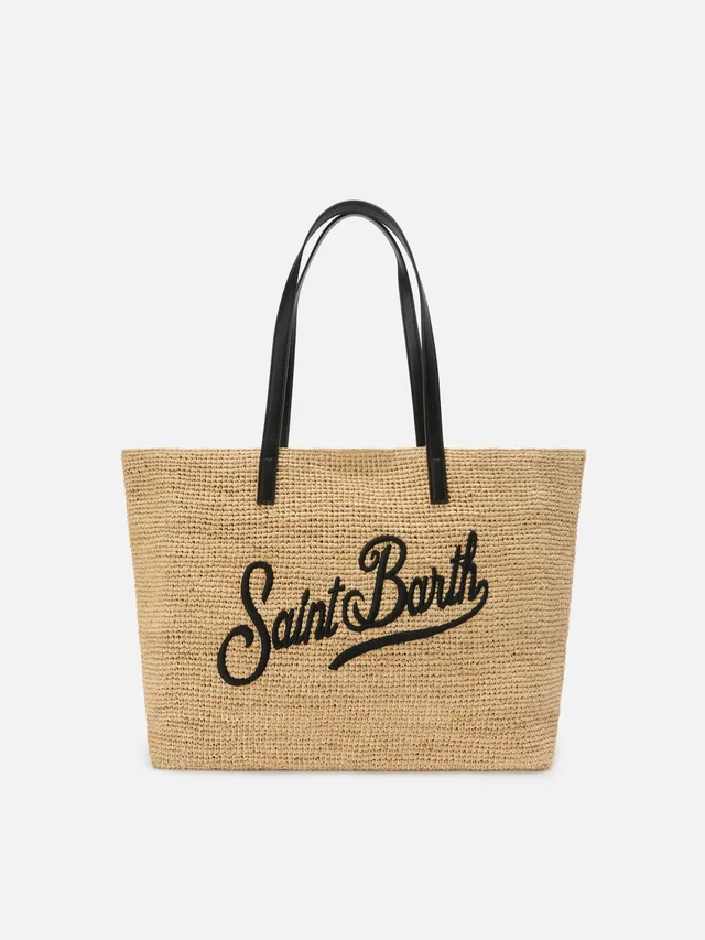 mc2-saint-barth-borsa-city-in-raffia-intrecciata-con-logo-nero-ricamato-a-contra image 1