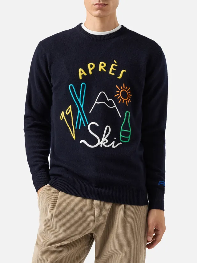 mc2-saint-barth-heron-maglione-girocollo-uomo-blu-misto-cashmere-ricamo-apres-sk image 1