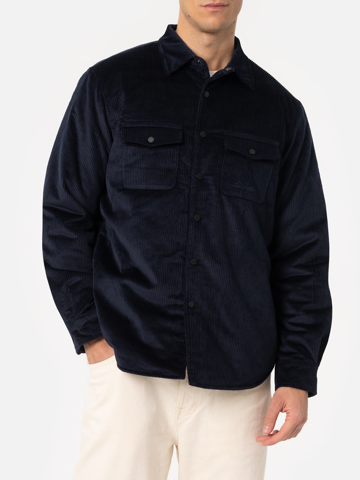 mc2-saint-barth-giacca-chalet-in-velluto-a-coste-blu-navy-da-uomo image 3